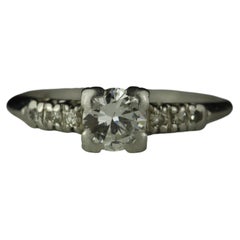 Mid-Century Diamond and Platinum Engagement Ring