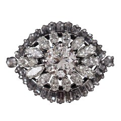 Bague de cocktail Ballerina à diamants en platine du milieu du siècle, années 1950-1960