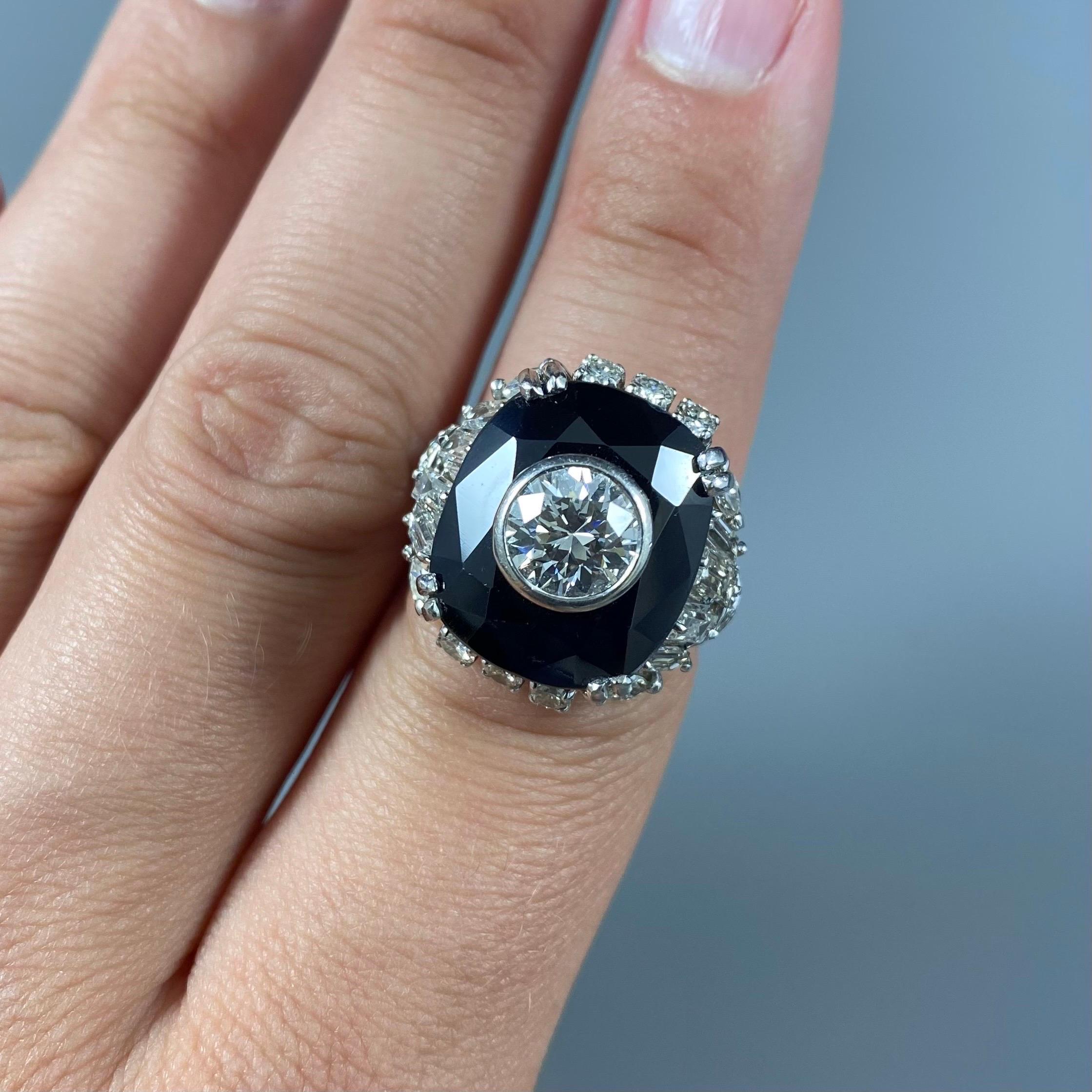 Bague cocktail ballerine en platine avec diamants et saphirs bleus, années 1950/1960 en vente 15