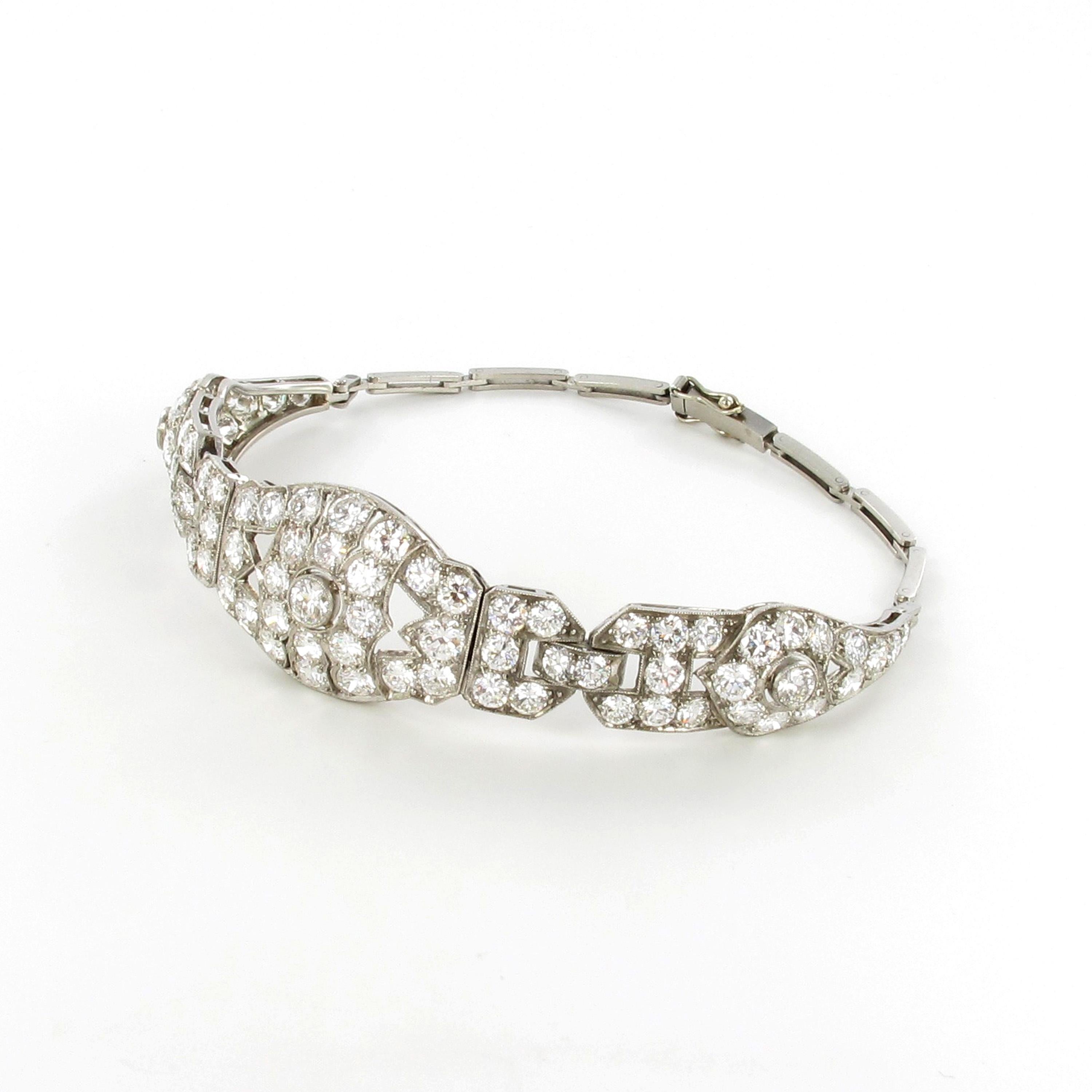Mid Century Diamond Bracelet in Platinum 950 In Good Condition For Sale In Lucerne, CH