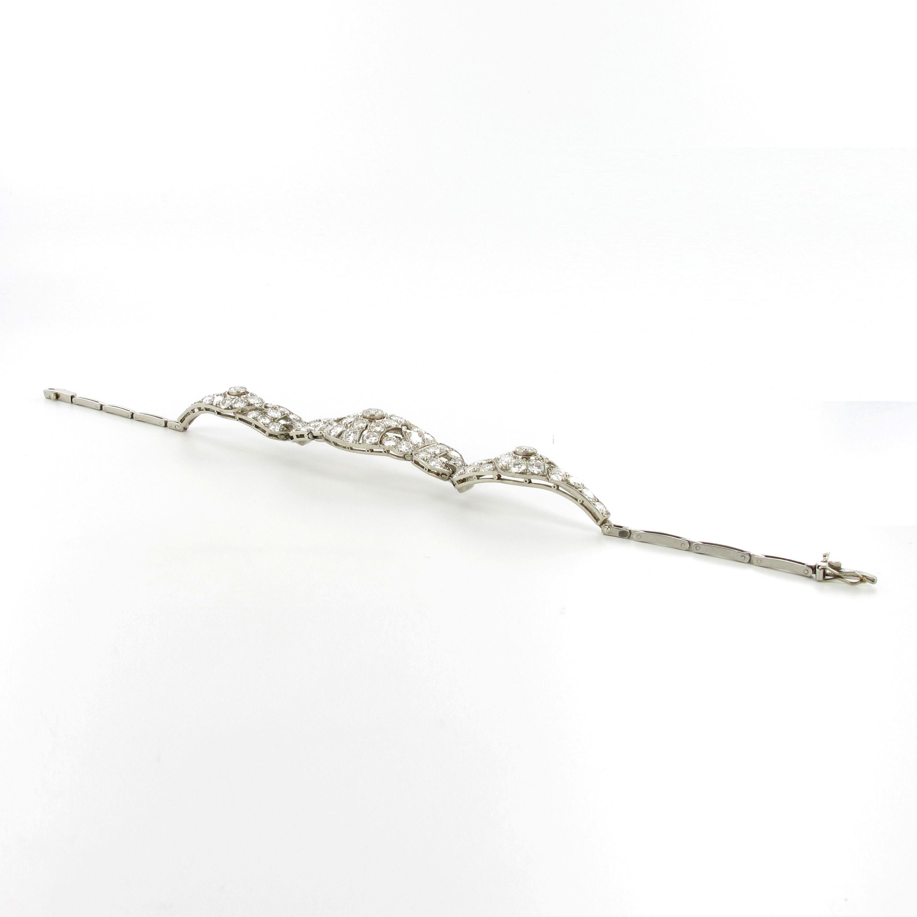 Women's or Men's Mid Century Diamond Bracelet in Platinum 950 For Sale