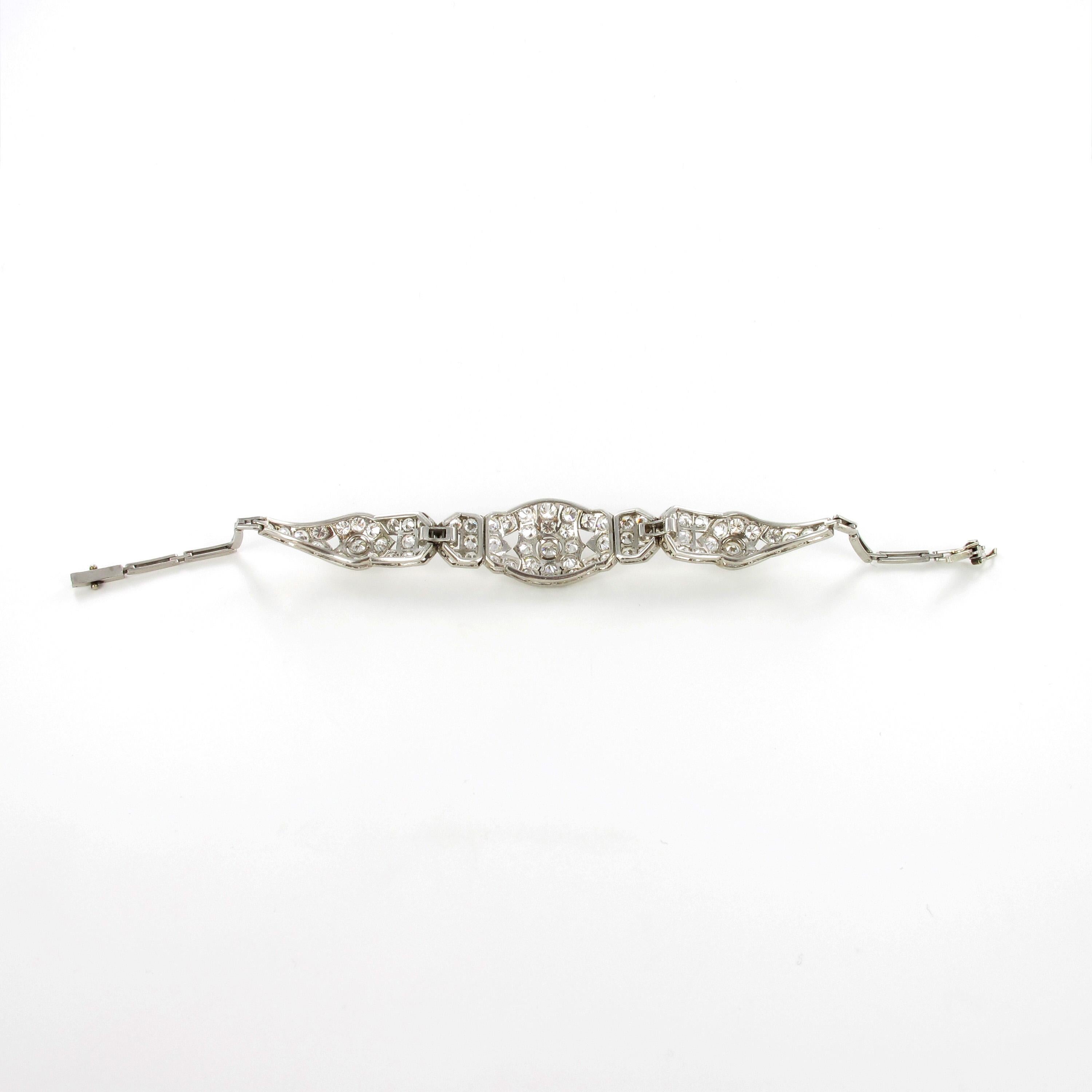 Mid Century Diamond Bracelet in Platinum 950 For Sale 1
