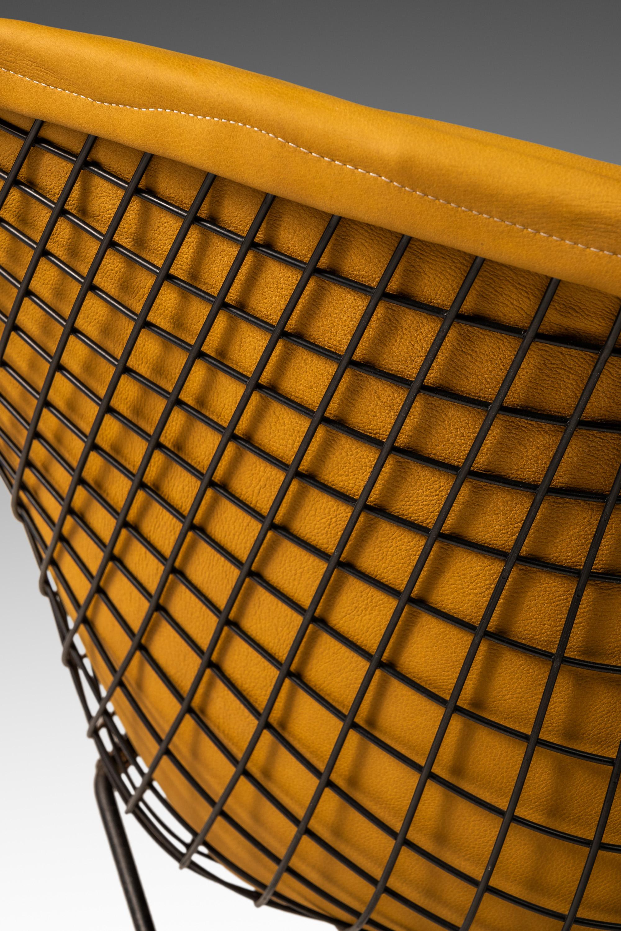 Mid-Century 'Diamond' Chair in Leather by Harry Bertoia for Knoll, USA, c. 1960s 11