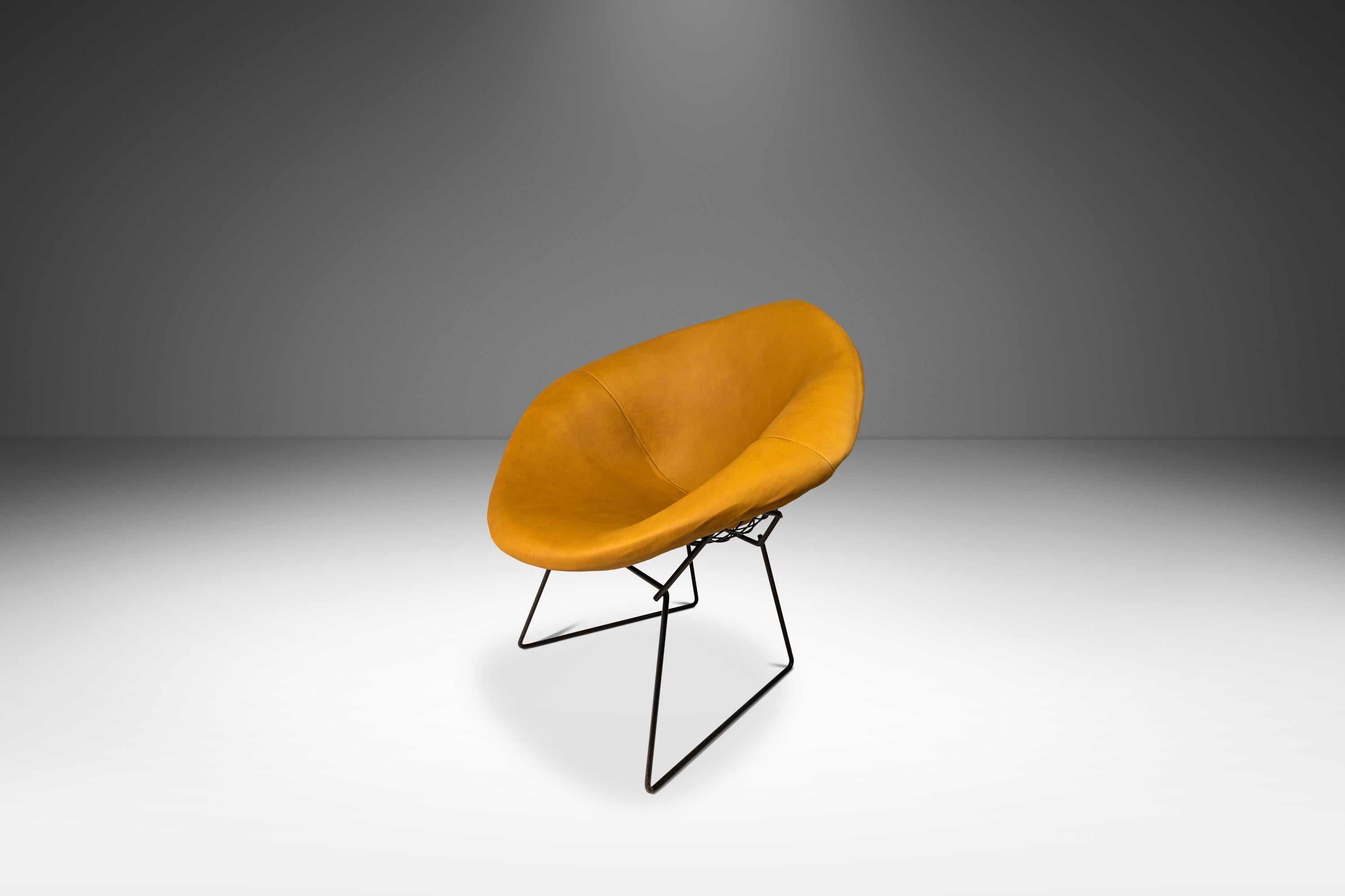Mid-Century Modern Mid-Century 'Diamond' Chair in Leather by Harry Bertoia for Knoll, USA, c. 1960s