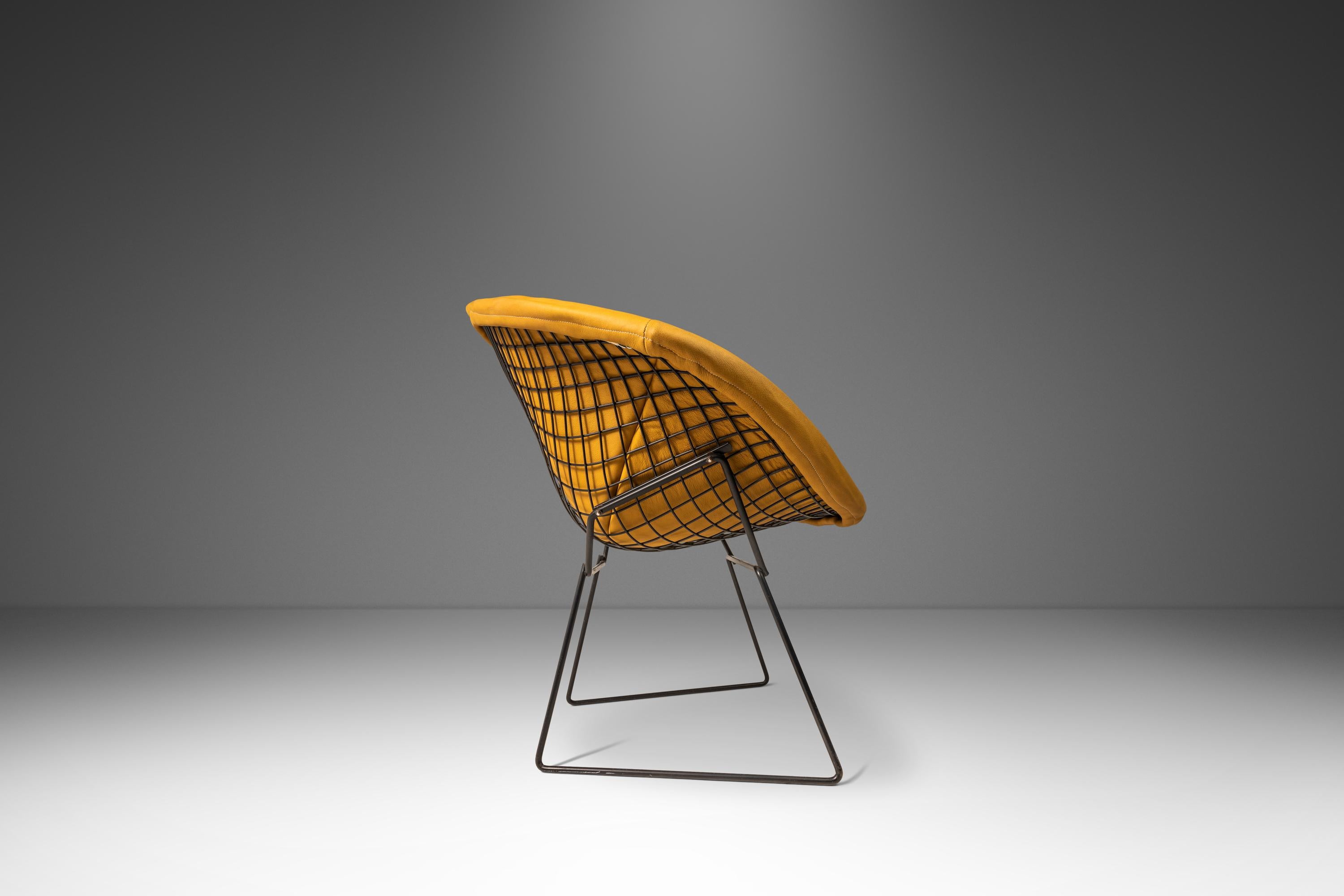 Steel Mid-Century 'Diamond' Chair in Leather by Harry Bertoia for Knoll, USA, c. 1960s