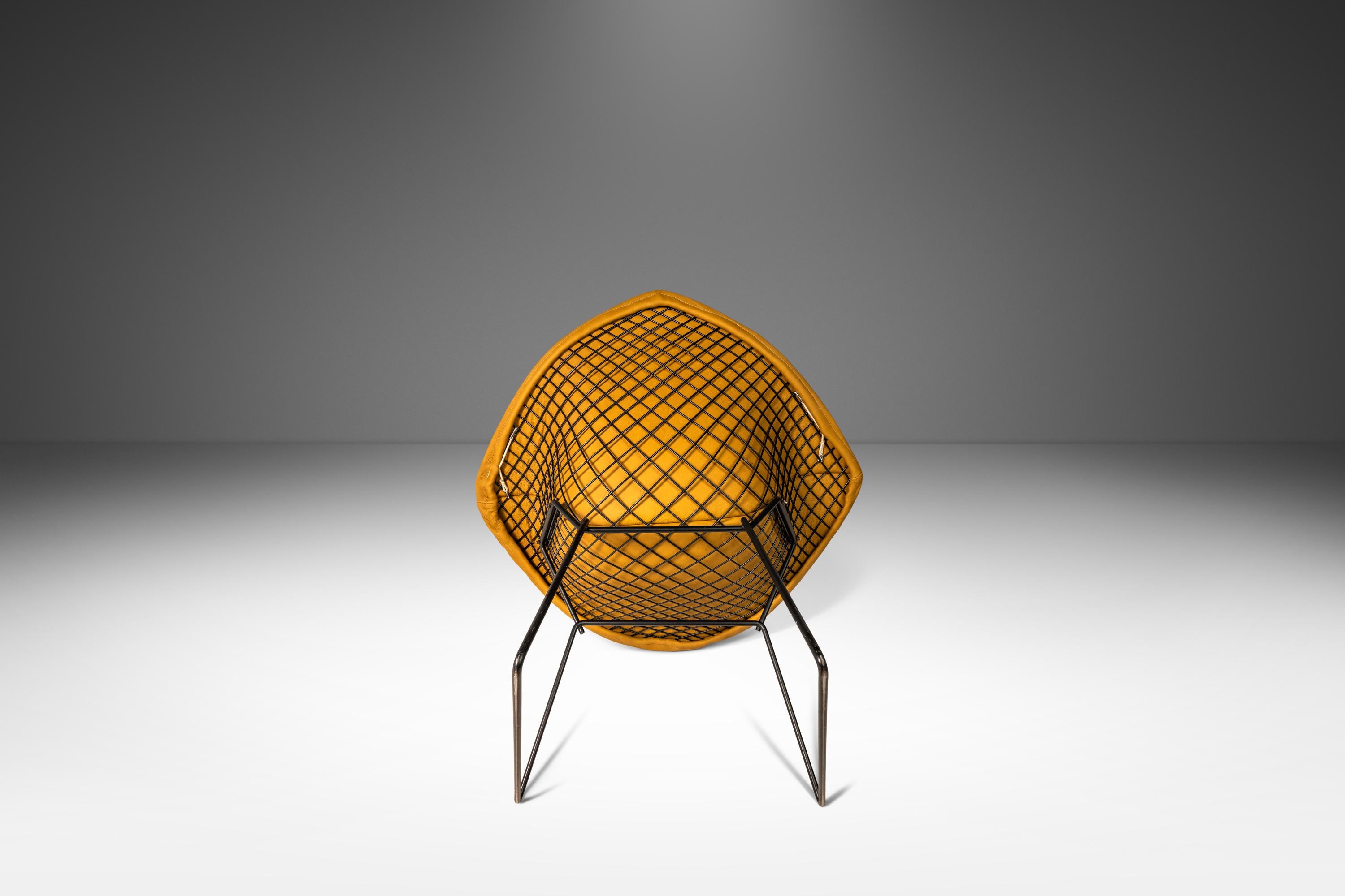 Mid-Century 'Diamond' Chair in Leather by Harry Bertoia for Knoll, USA, c. 1960s 1