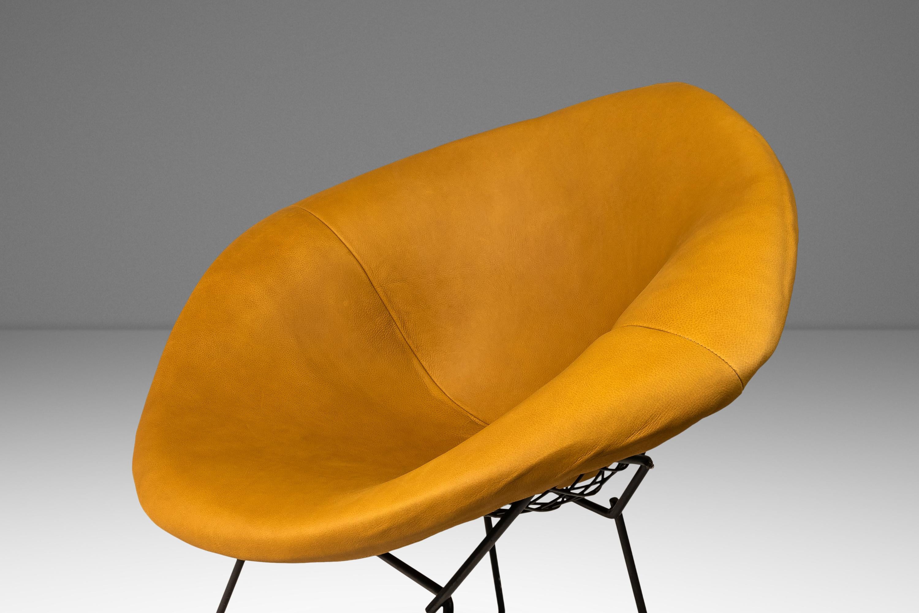 Mid-Century 'Diamond' Chair in Leather by Harry Bertoia for Knoll, USA, c. 1960s 2