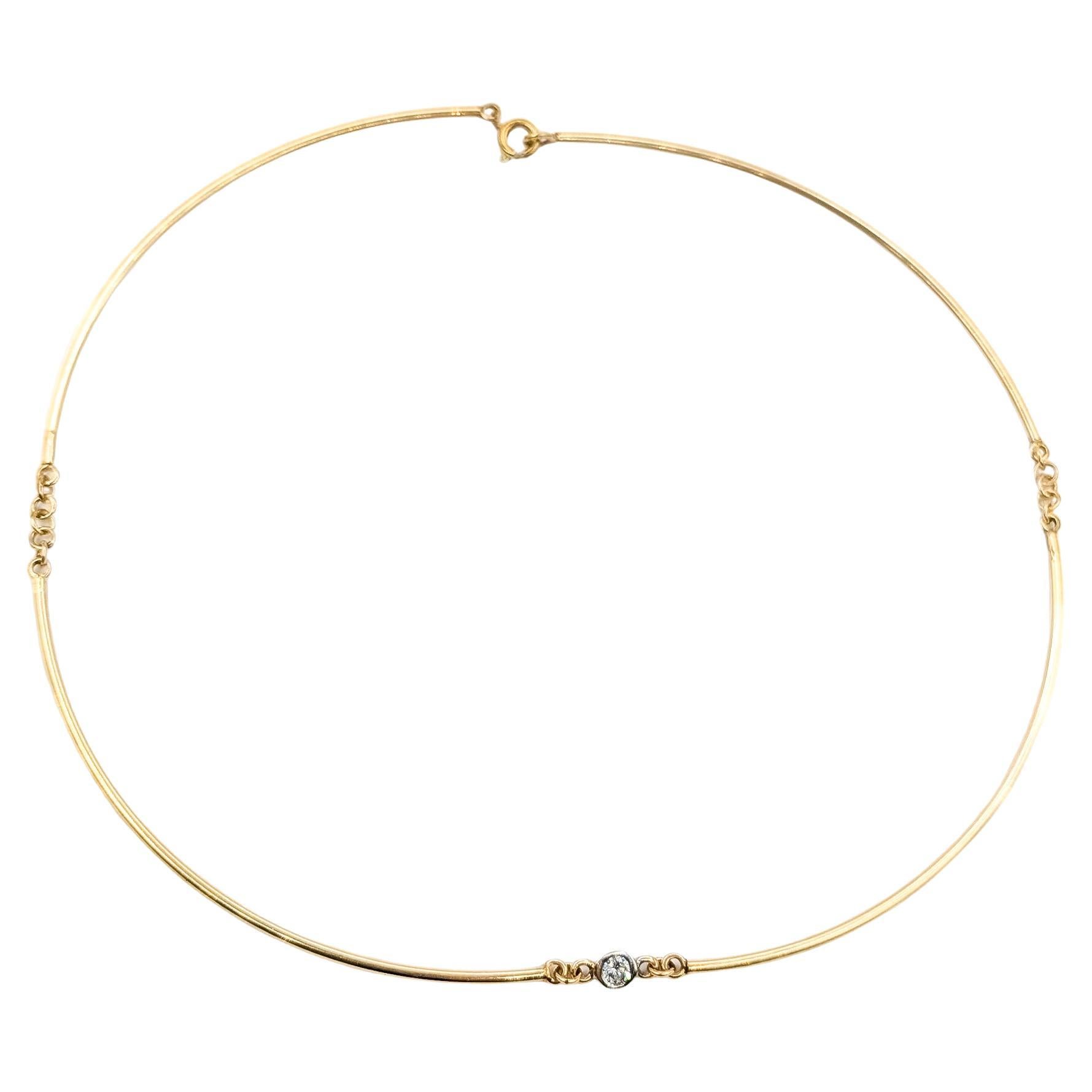 Collier ras du cou en or jaune 14k avec diamants du milieu du siècle en vente