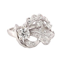 Mid-Century Diamond Cluster 14K White Gold Ring, circa 1950s
