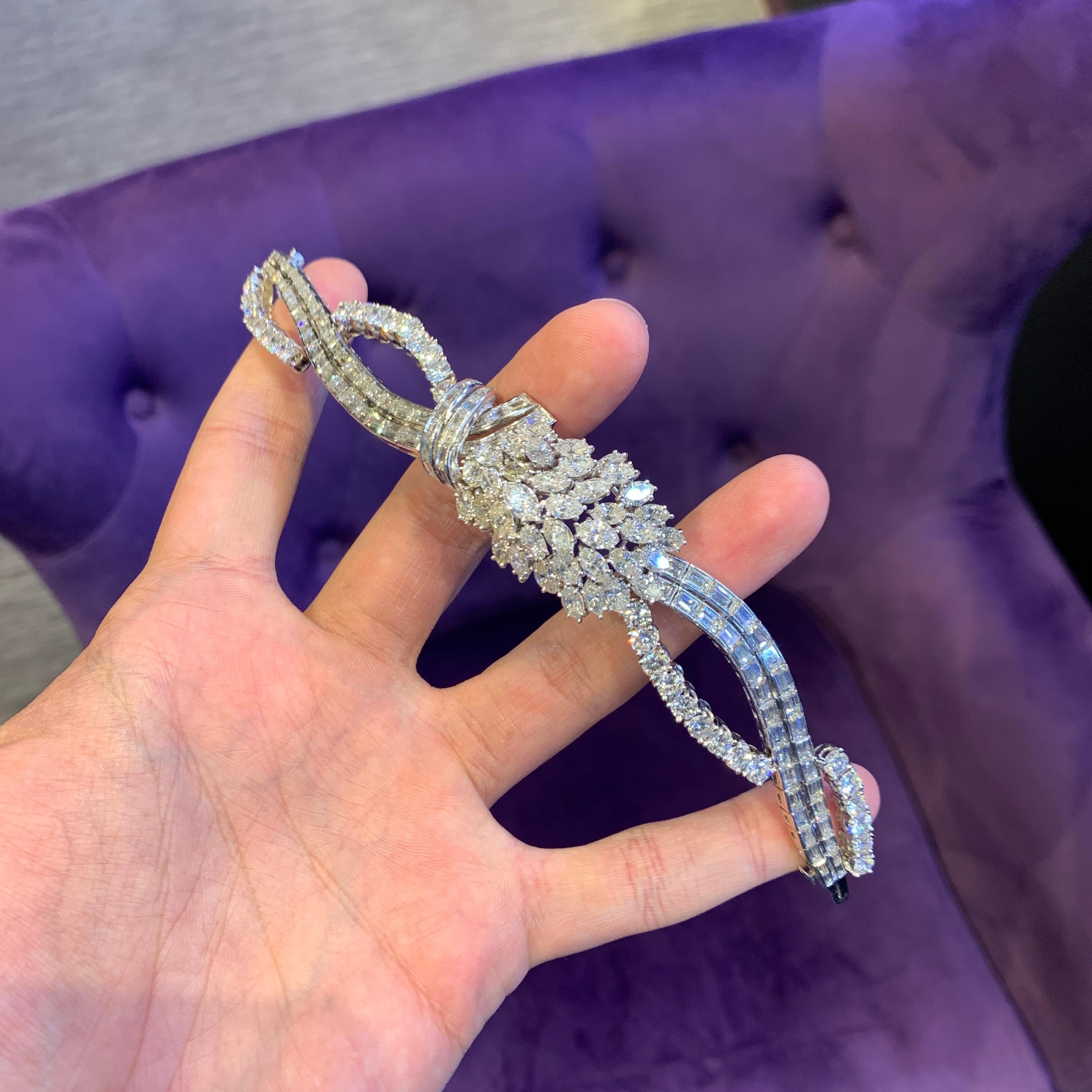 Women's Mid Century Diamond Cluster Bracelet For Sale
