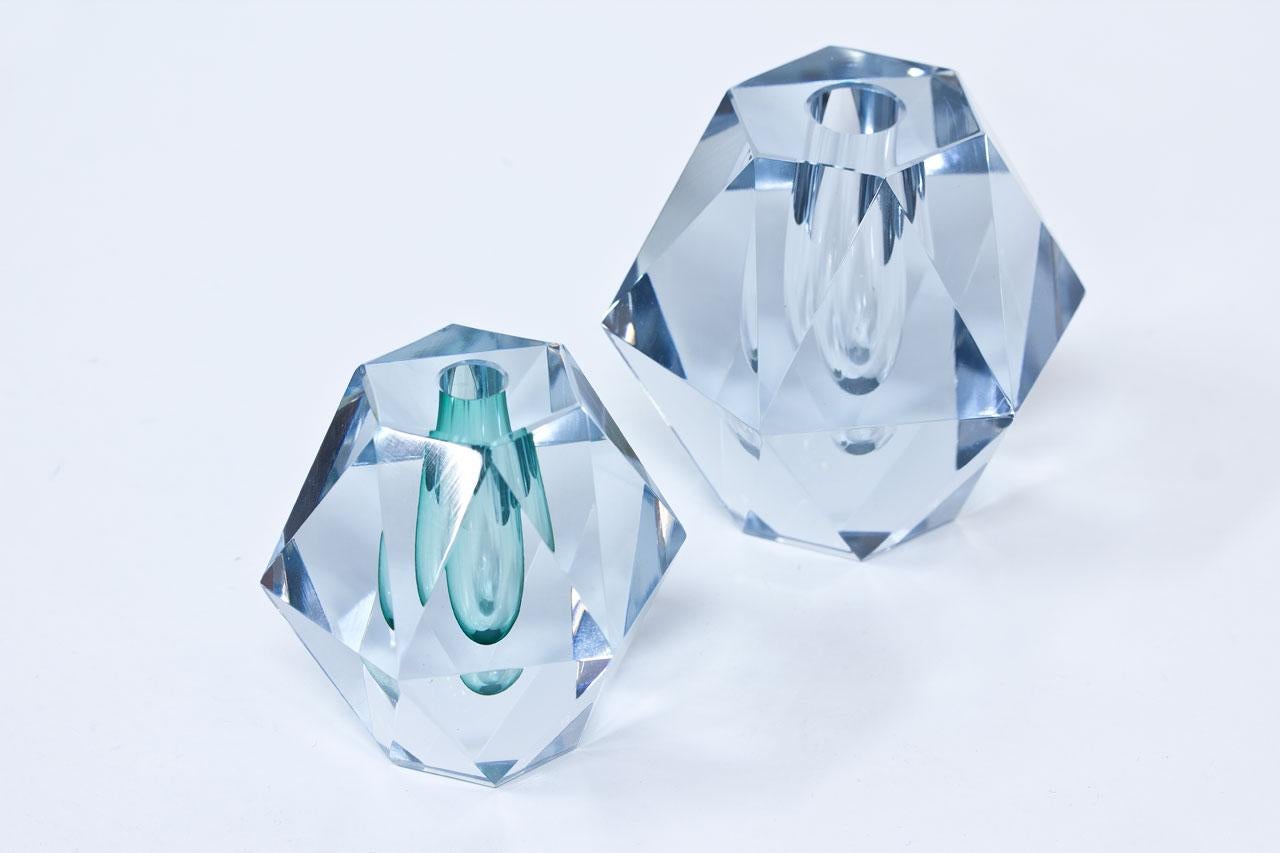 Swedish Midcentury Diamond Crystal Glass Vase by Strömbergshyttan, Sweden