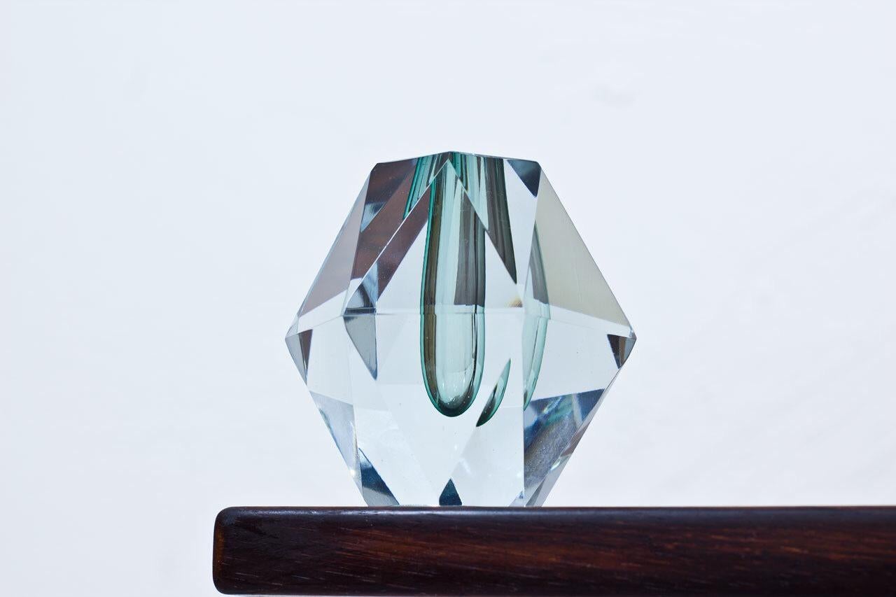 Mid-20th Century Midcentury Diamond Cut Glass Vase by Strömbergshyttan, Sweden