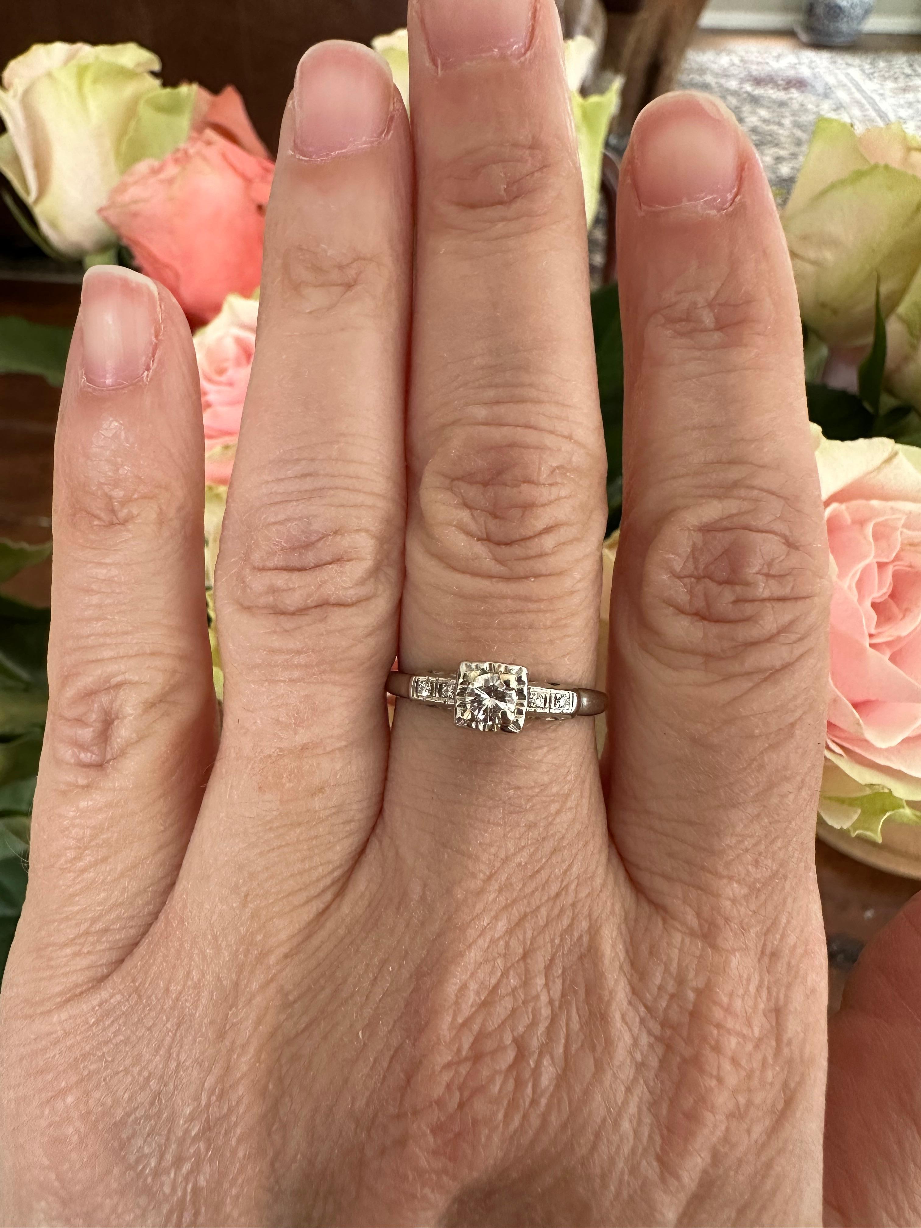 Mid-Century Diamond Engagement Ring  For Sale 4