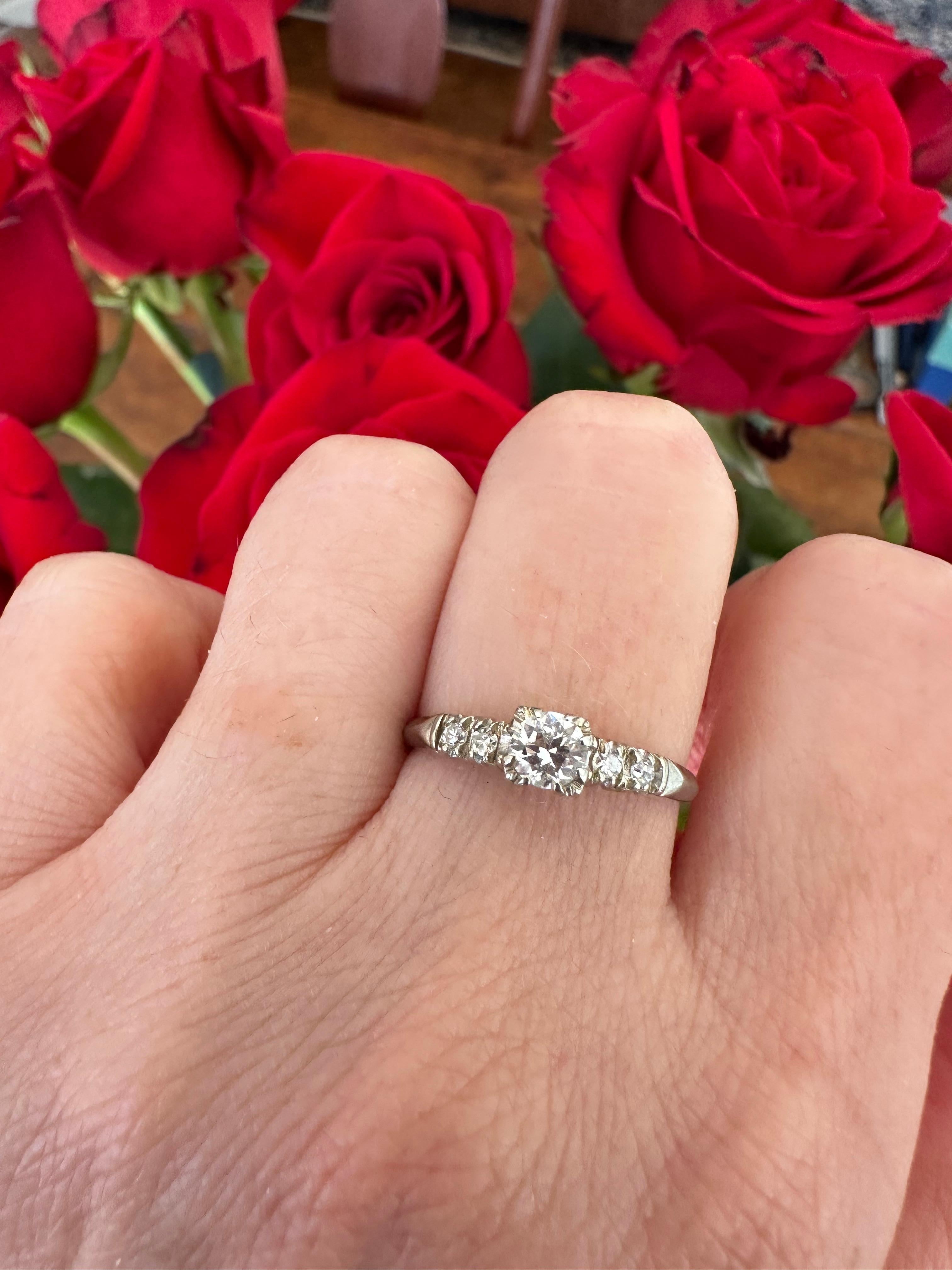 Mid-Century Diamond Engagement Ring For Sale 4