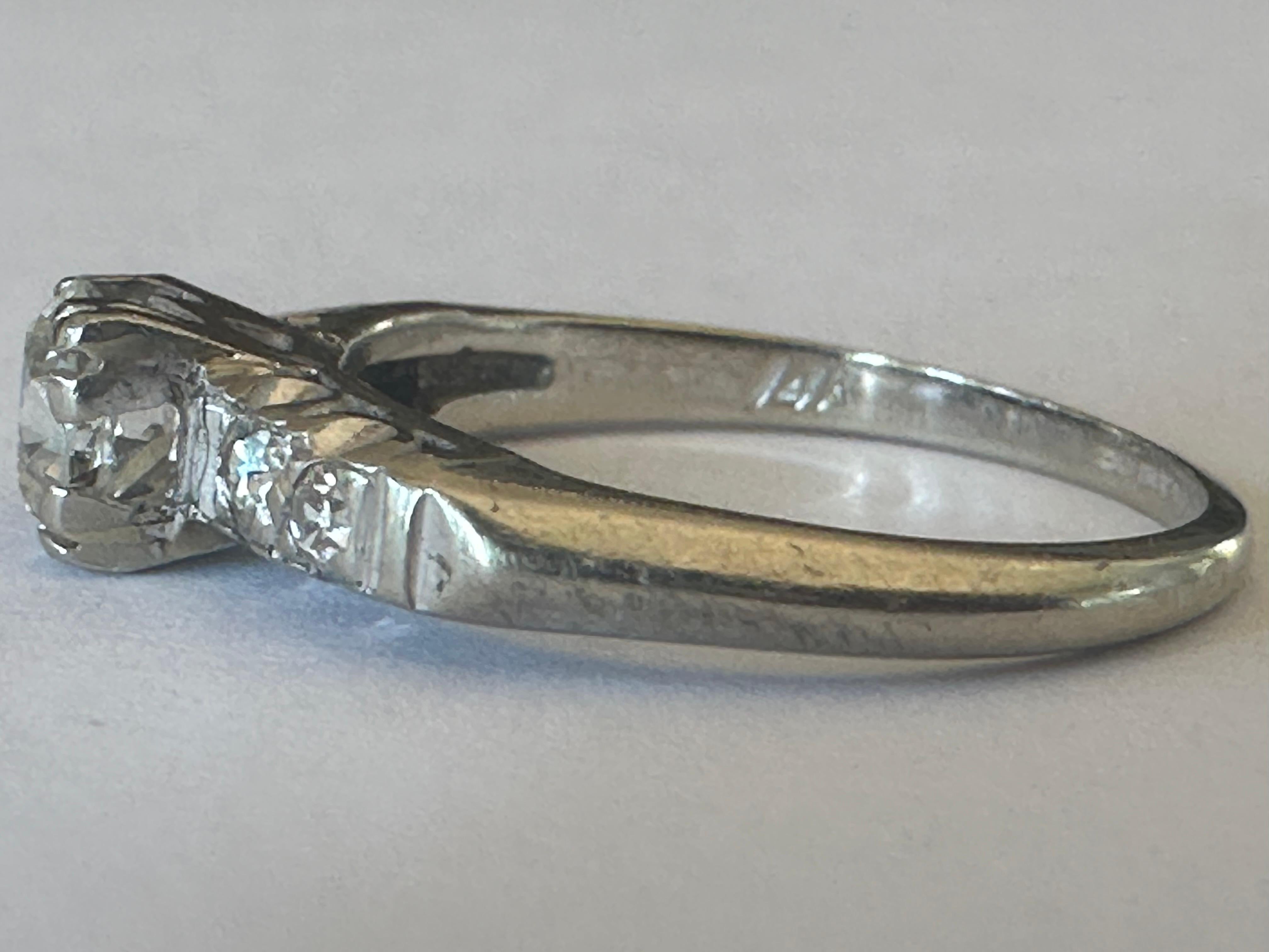 Old European Cut Mid-Century Diamond Engagement Ring  For Sale