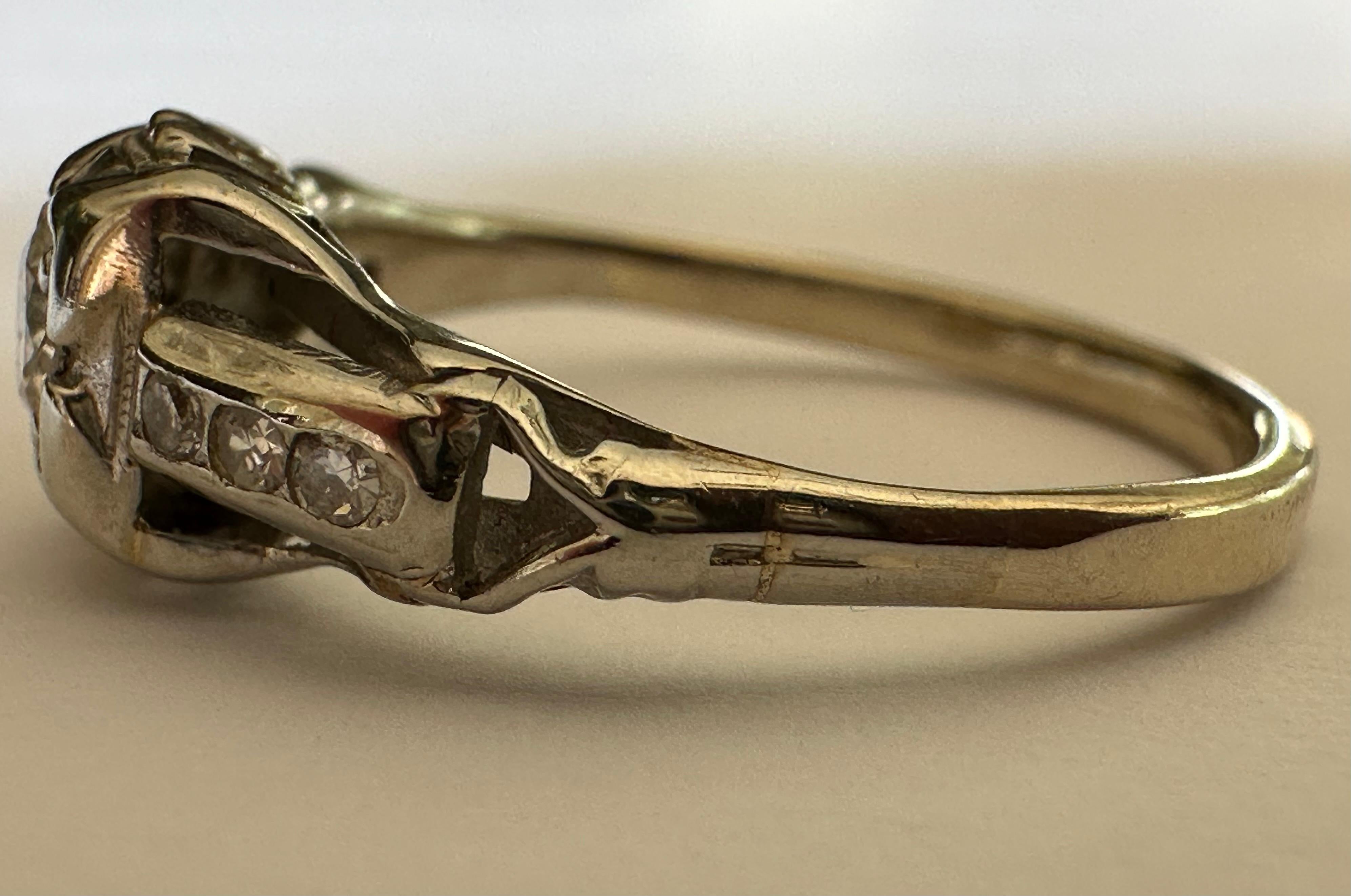 Anillo de compromiso de diamantes de mediados de siglo Retro en venta