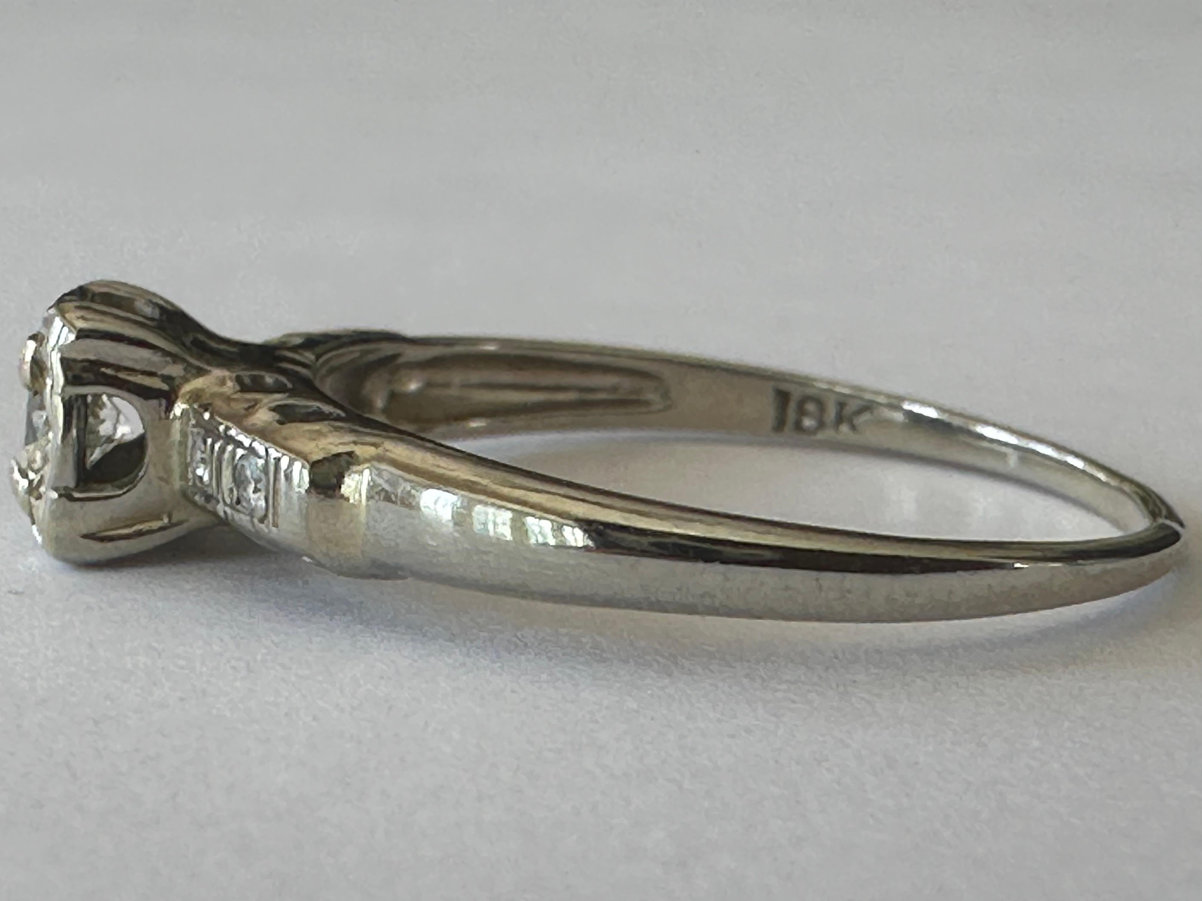Old European Cut Mid-Century Diamond Engagement Ring  For Sale