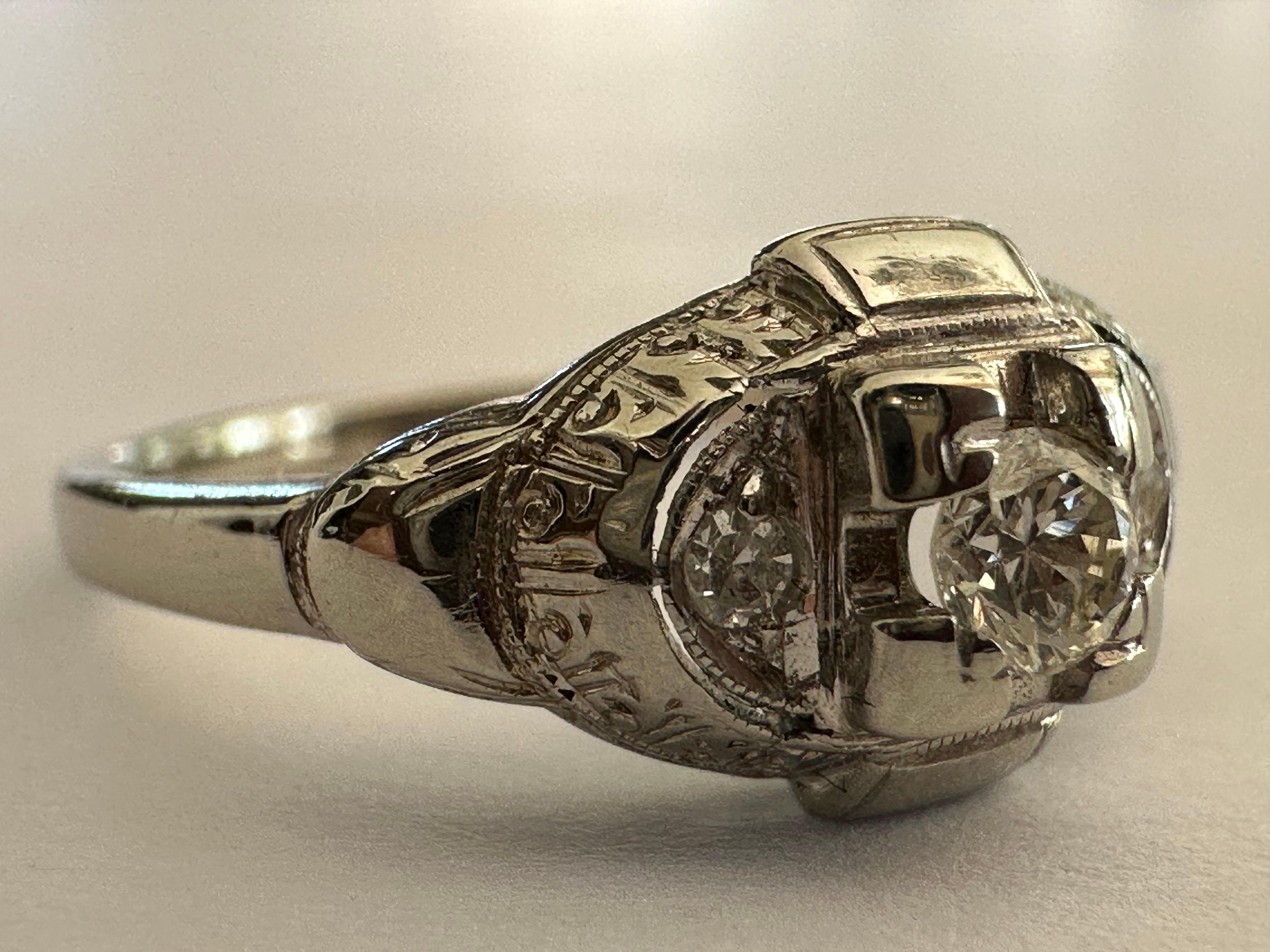 Women's Mid-Century Diamond Engagement Ring  For Sale