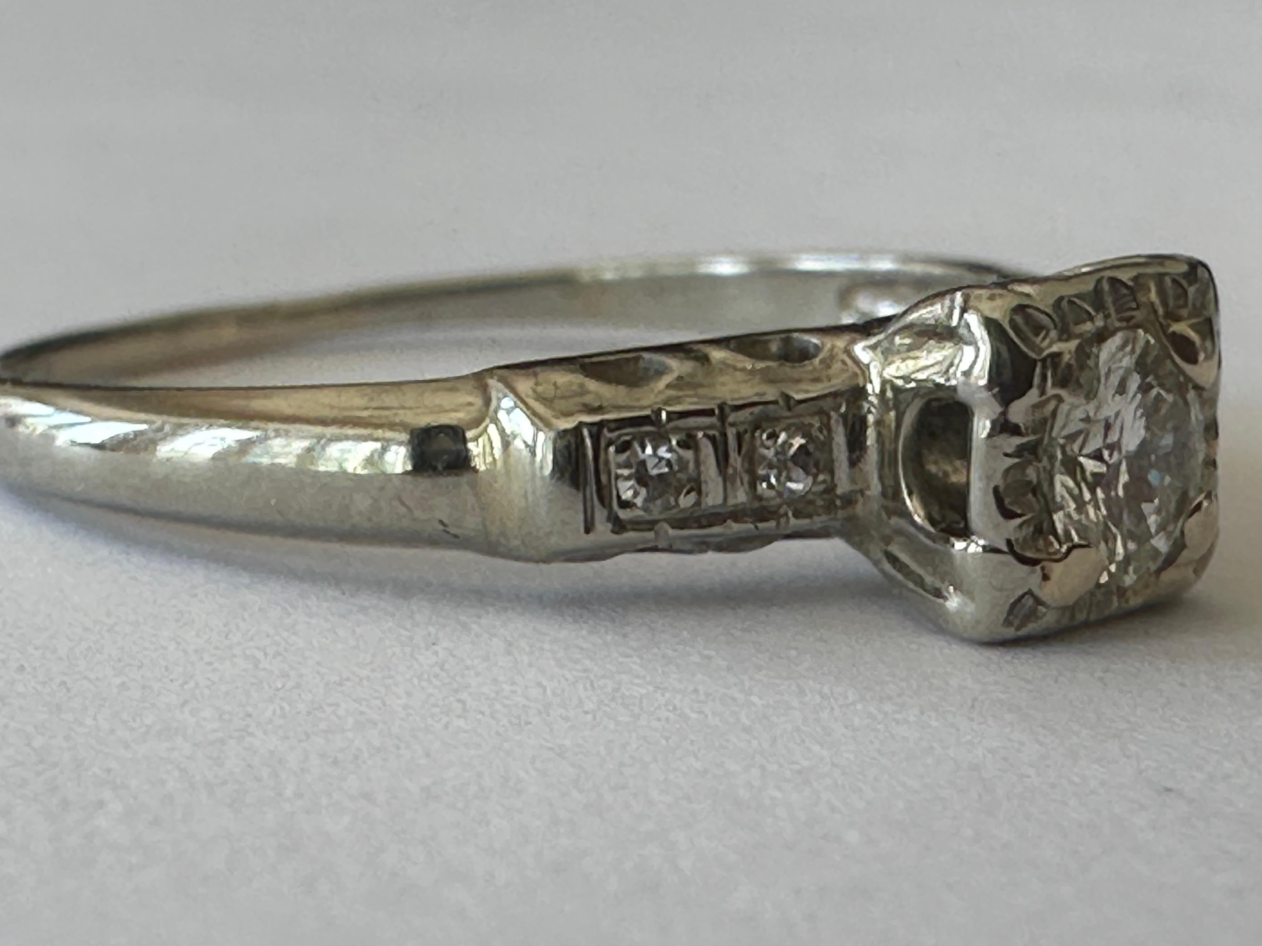 Mid-Century Diamond Engagement Ring  For Sale 1