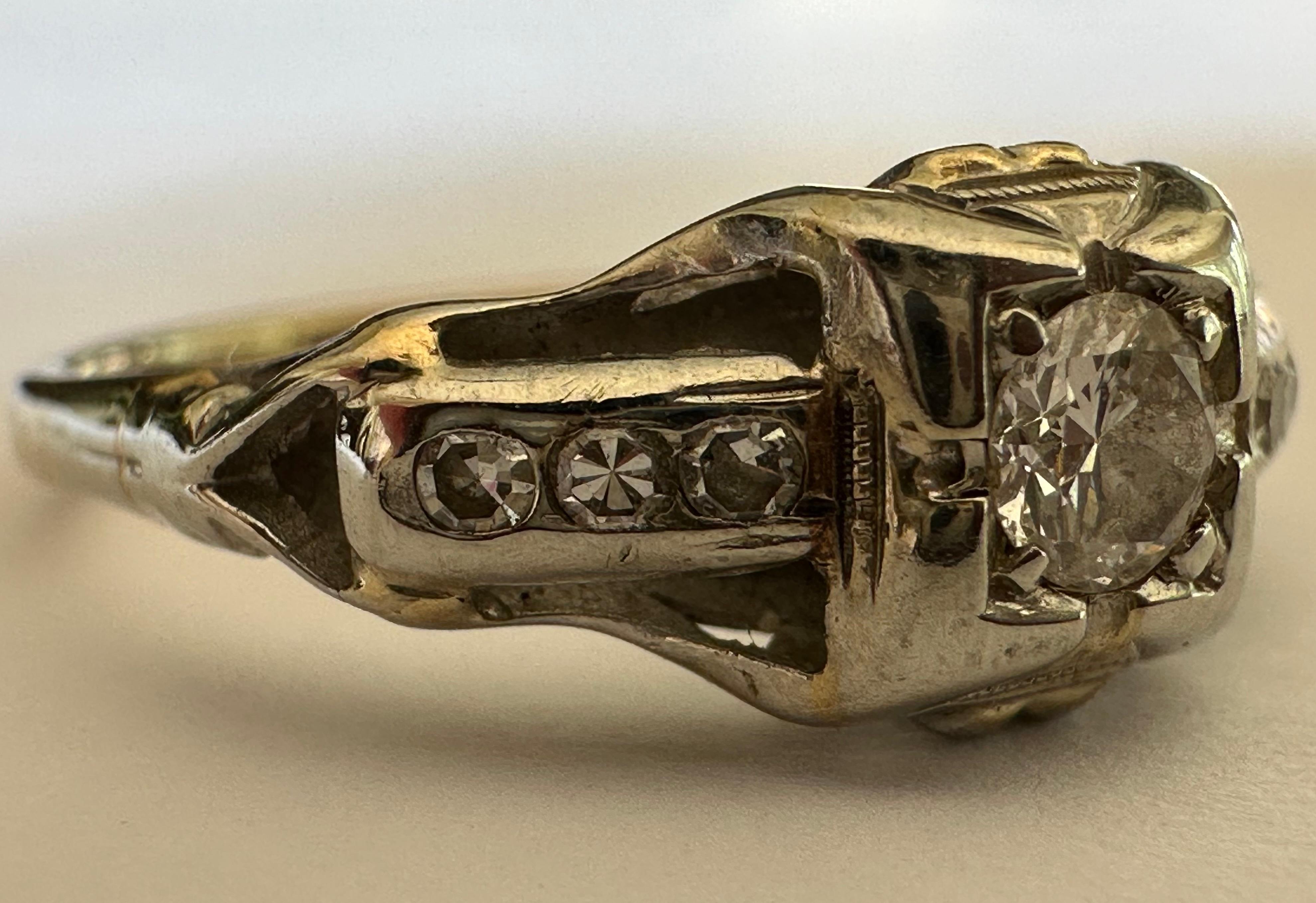Anillo de compromiso de diamantes de mediados de siglo en venta 1