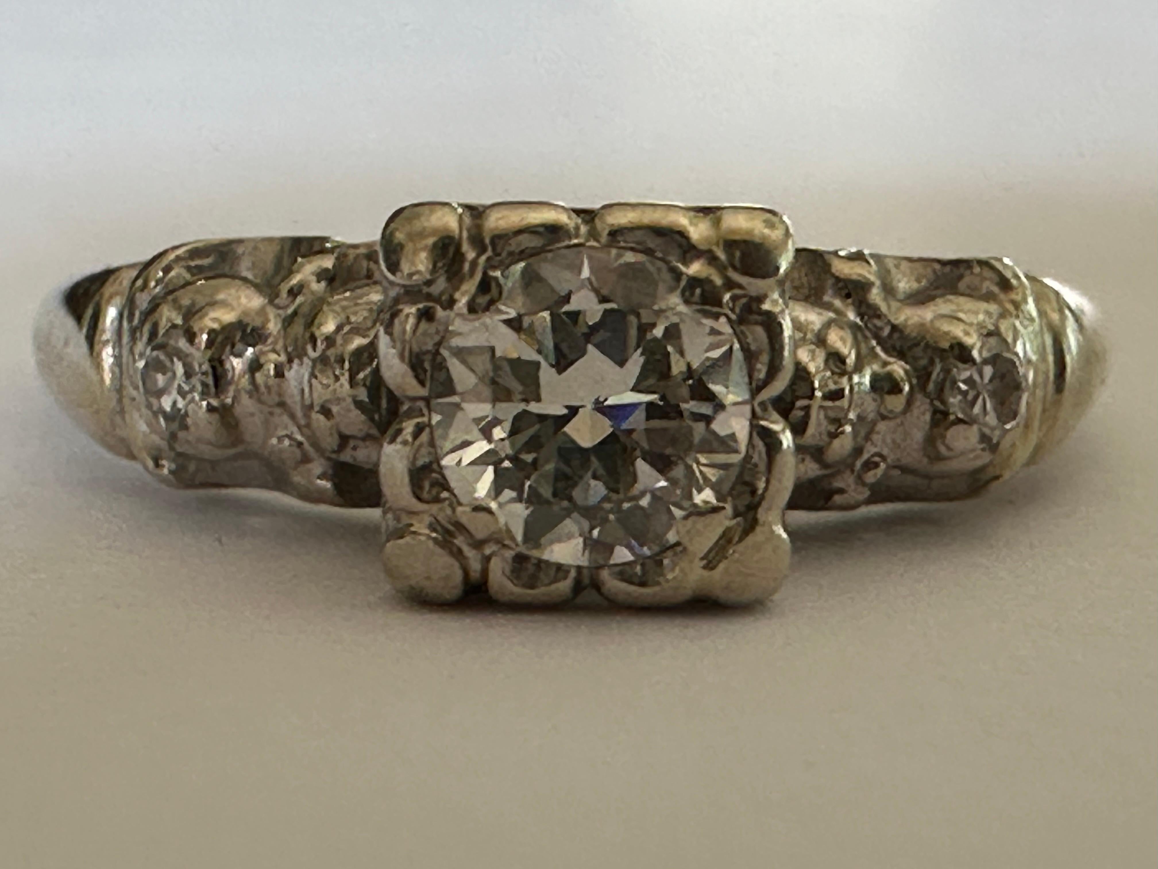 Mid-Century Diamond Engagement Ring  For Sale 2