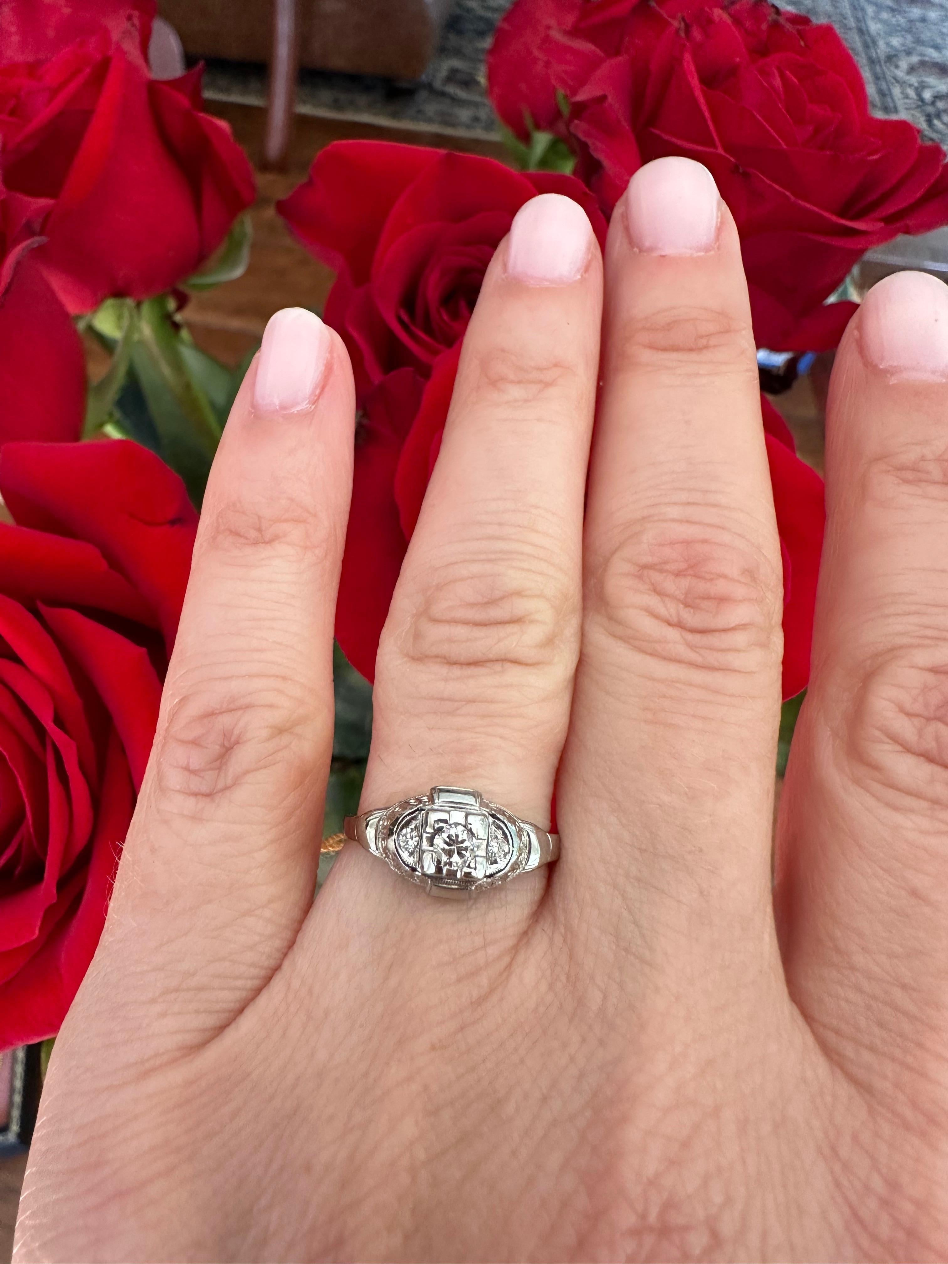 Mid-Century Diamond Engagement Ring For Sale 2