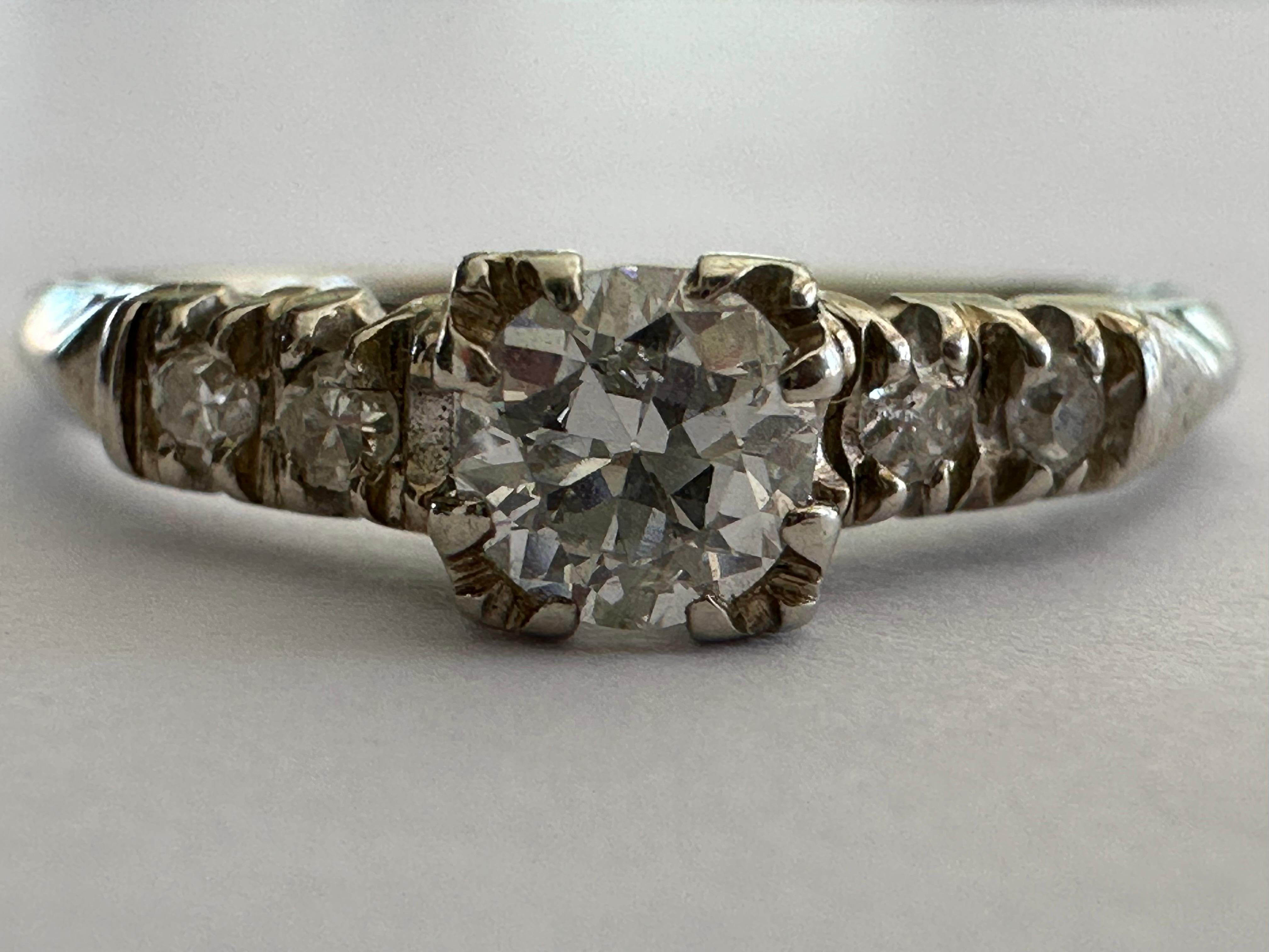 Mid-Century Diamond Engagement Ring  For Sale 2