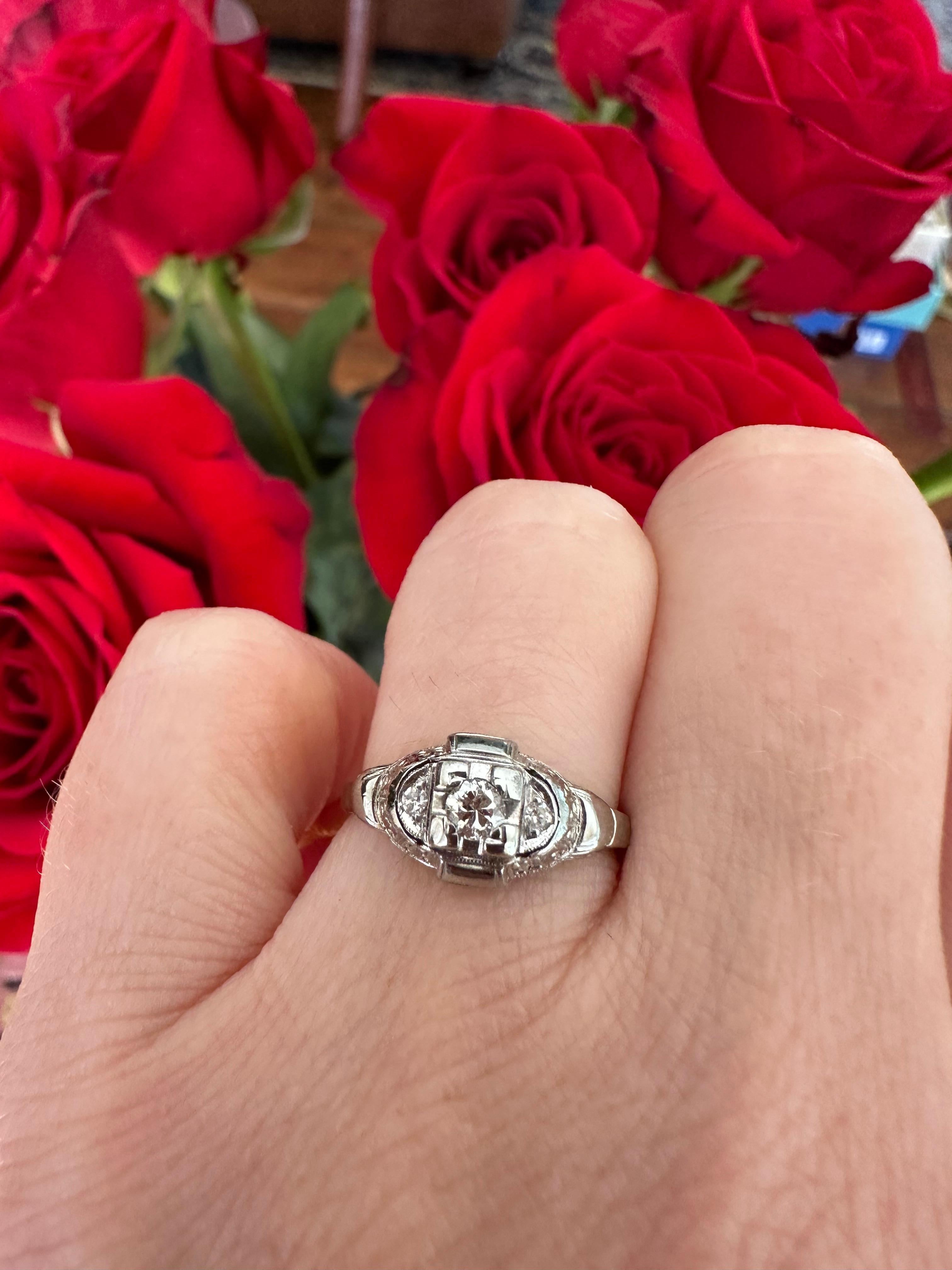 Mid-Century Diamond Engagement Ring  For Sale 3