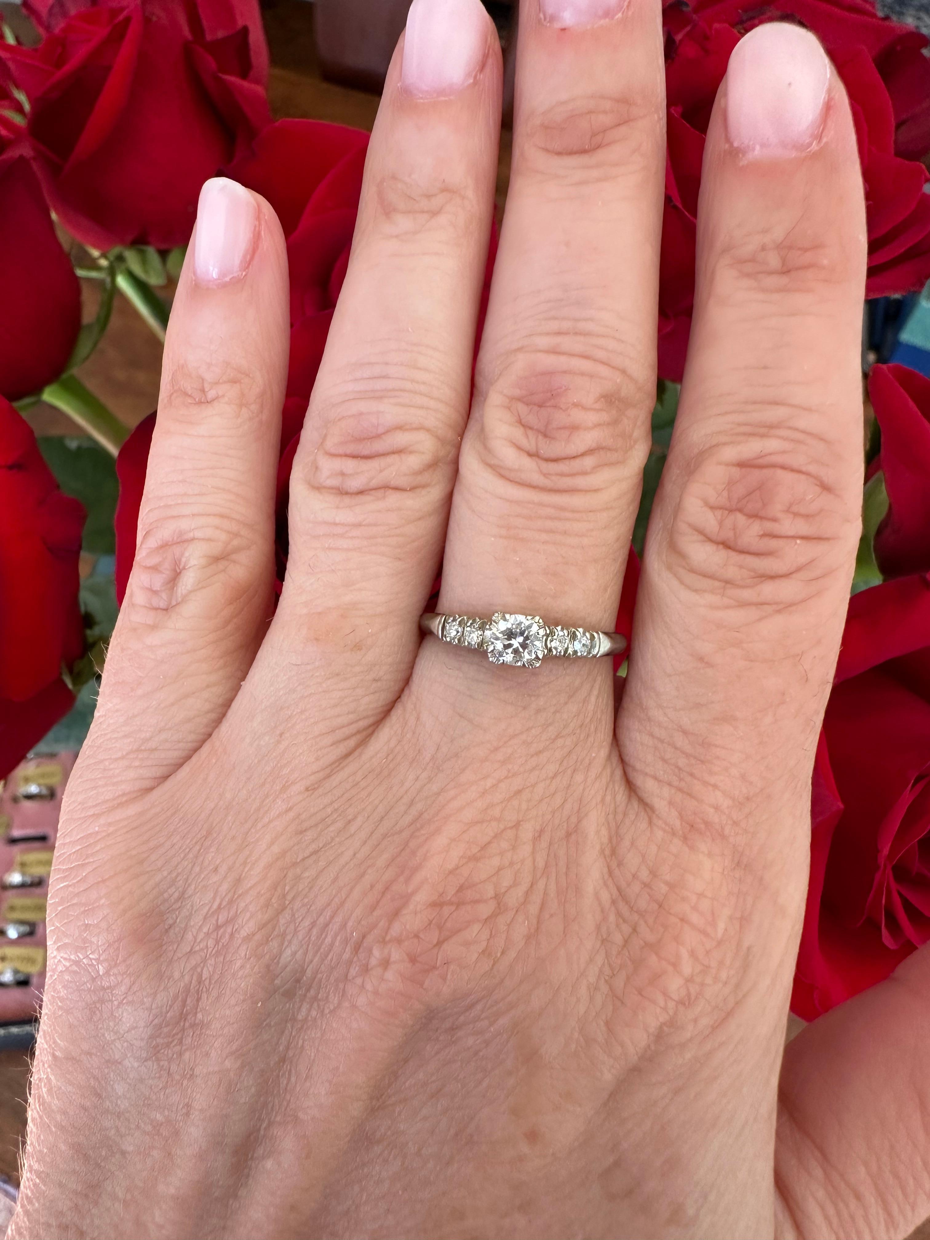 Mid-Century Diamond Engagement Ring  For Sale 3