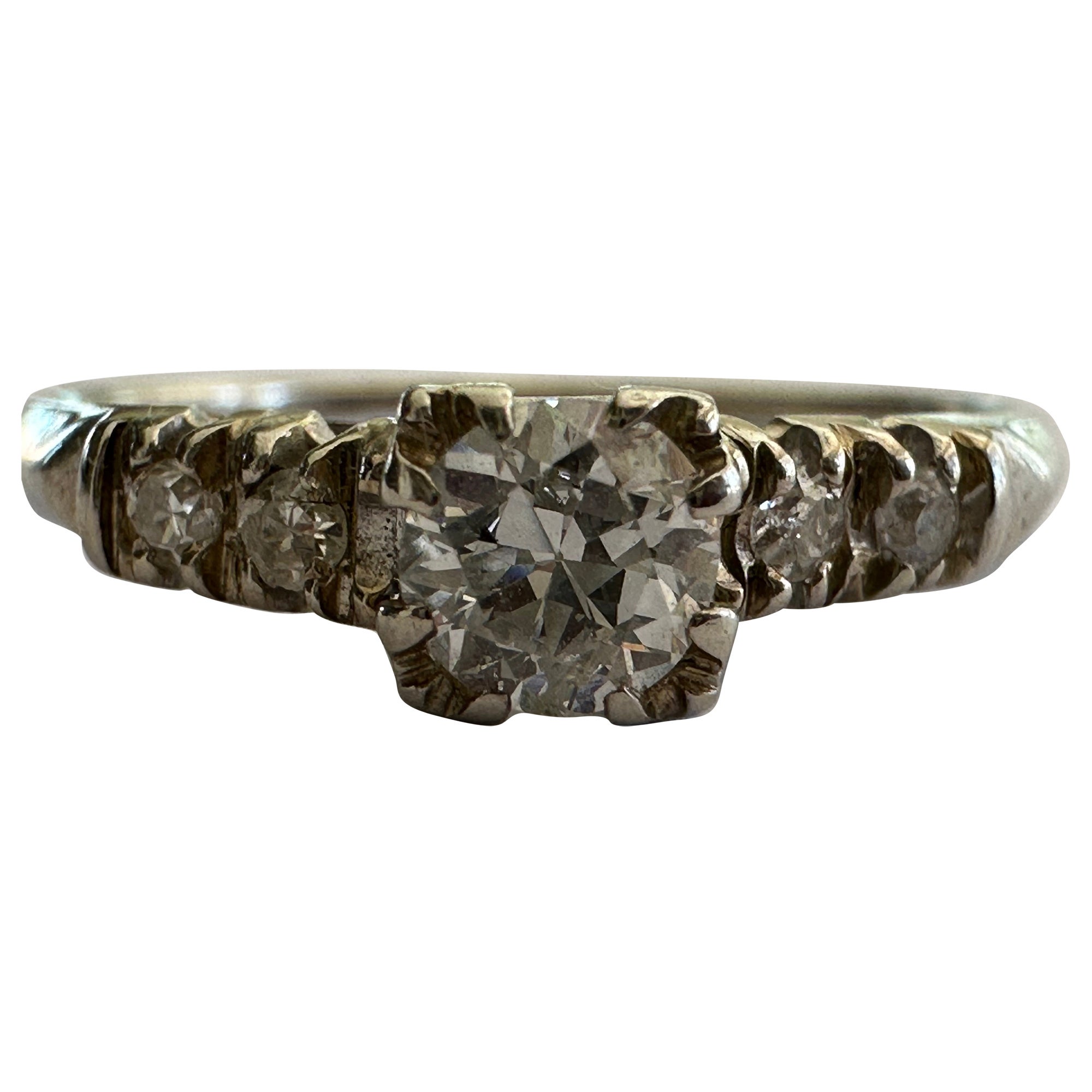 Anello di fidanzamento con diamante Mid-Century