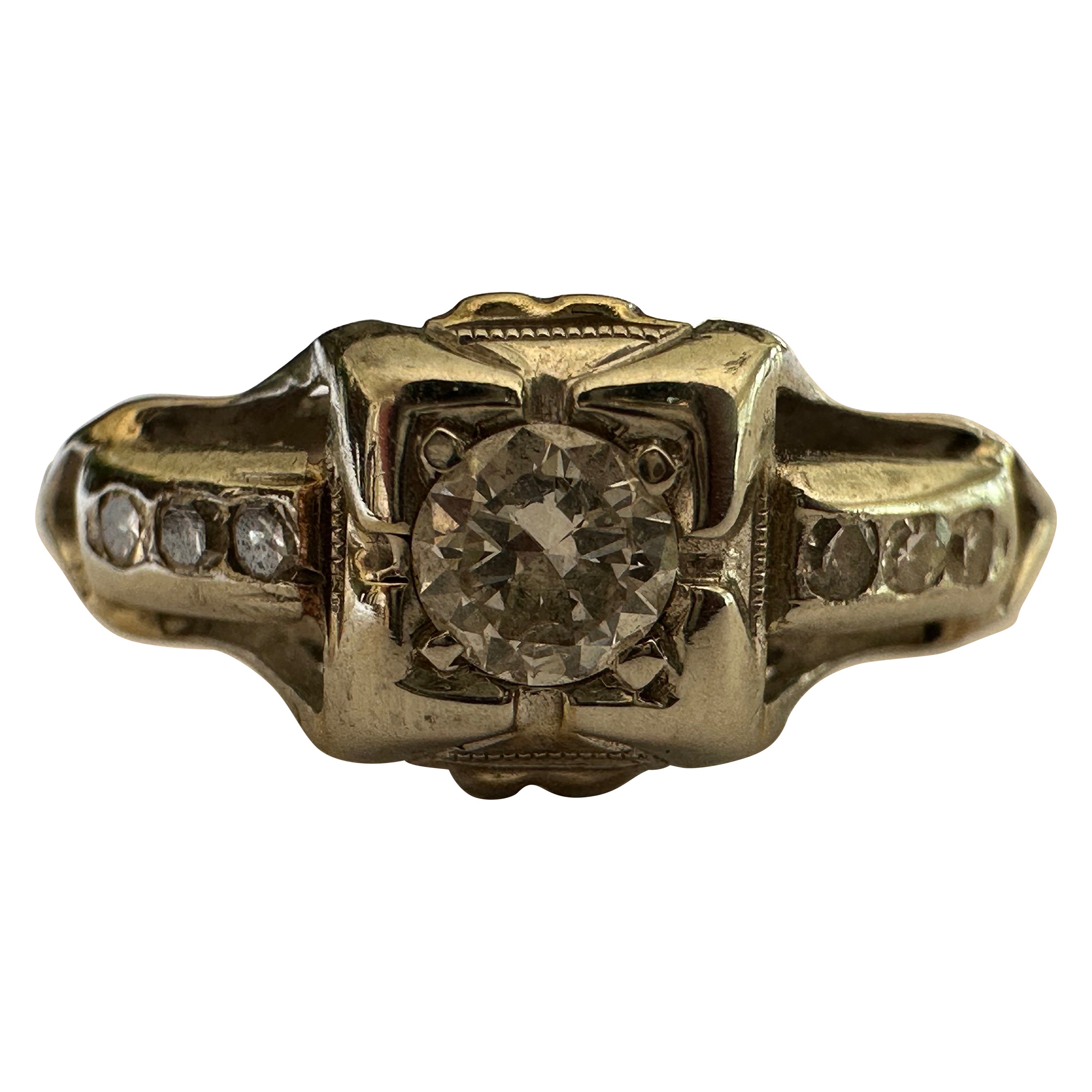 Anello di fidanzamento con diamante Mid-Century