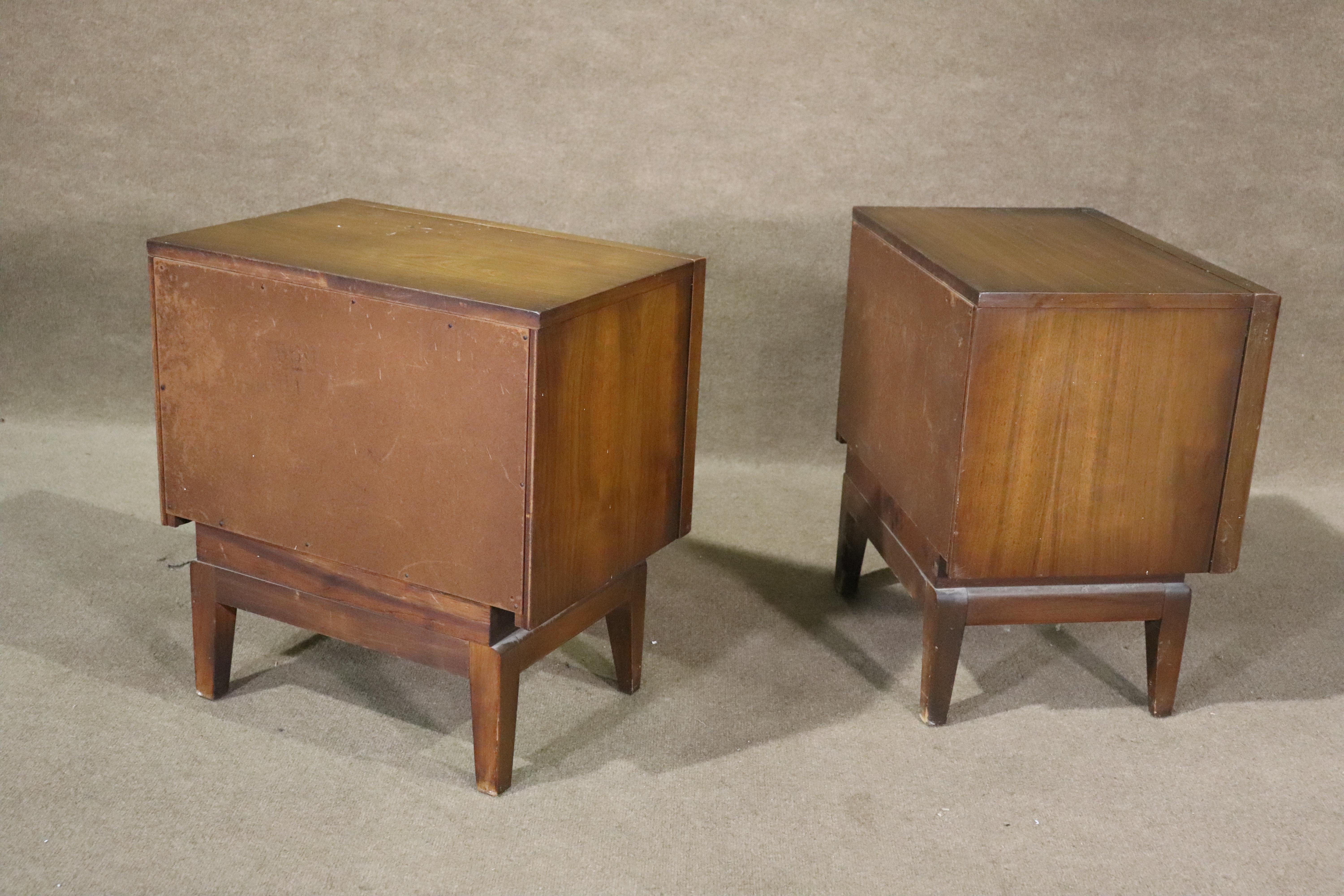 Mid-Century Diamond Front End Tables For Sale 5