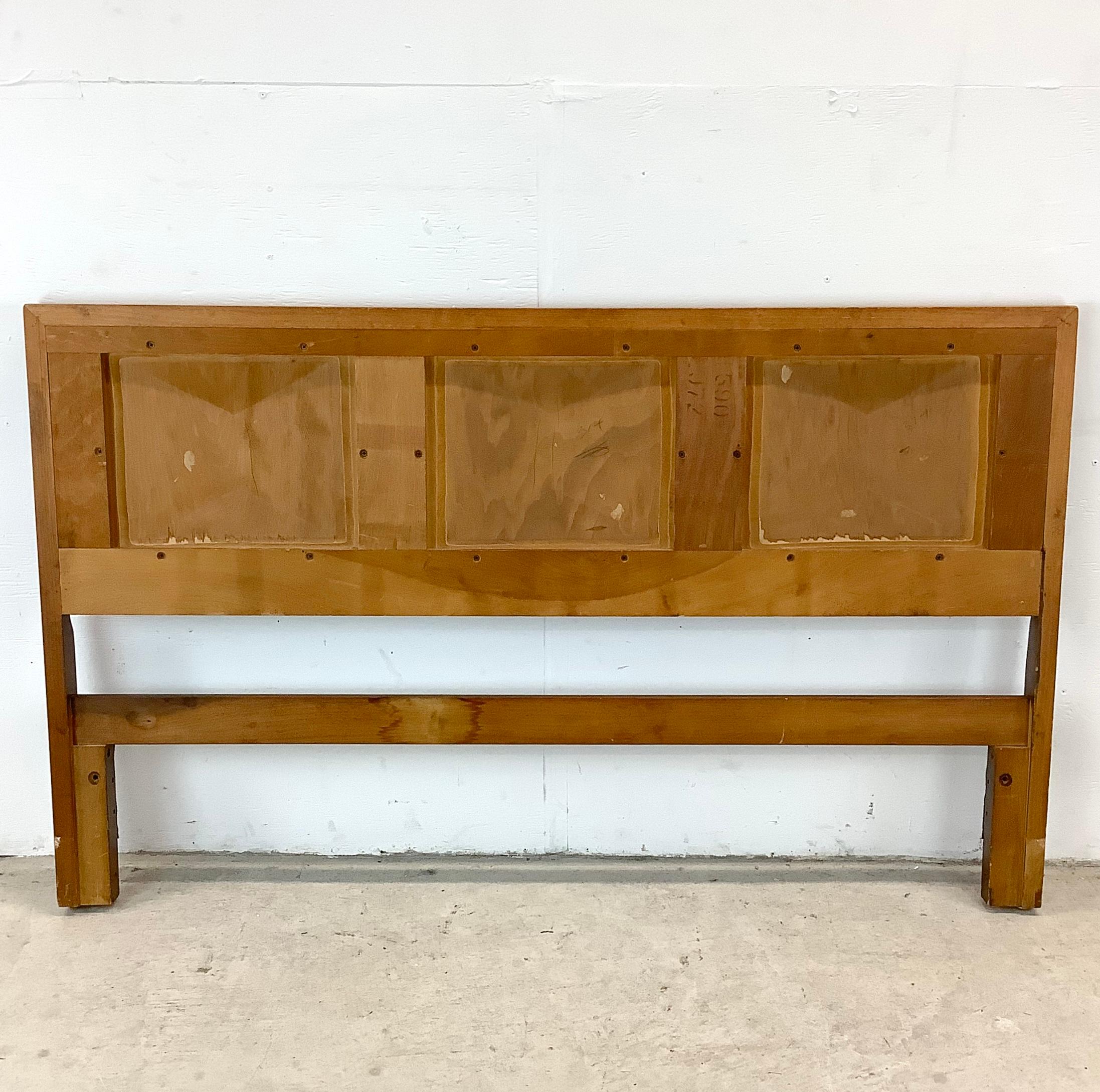 Unknown Mid-Century Diamond Front Headboard With Bed Frame