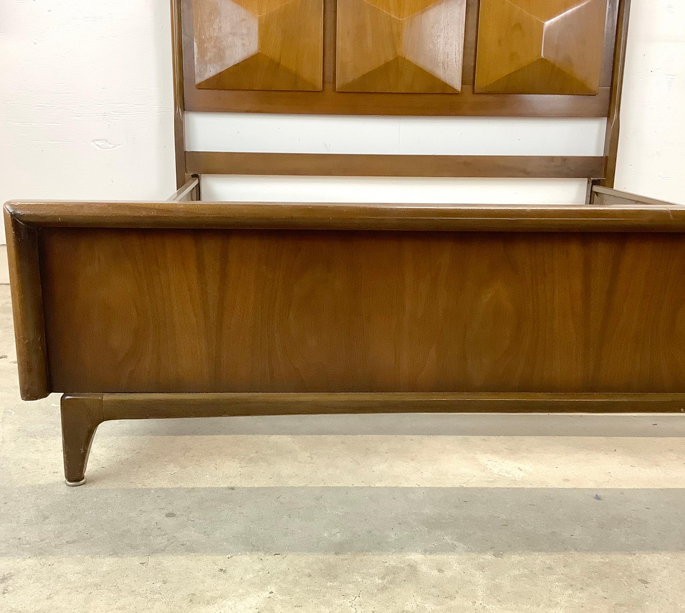 20th Century Mid-Century Diamond Front Headboard With Bed Frame