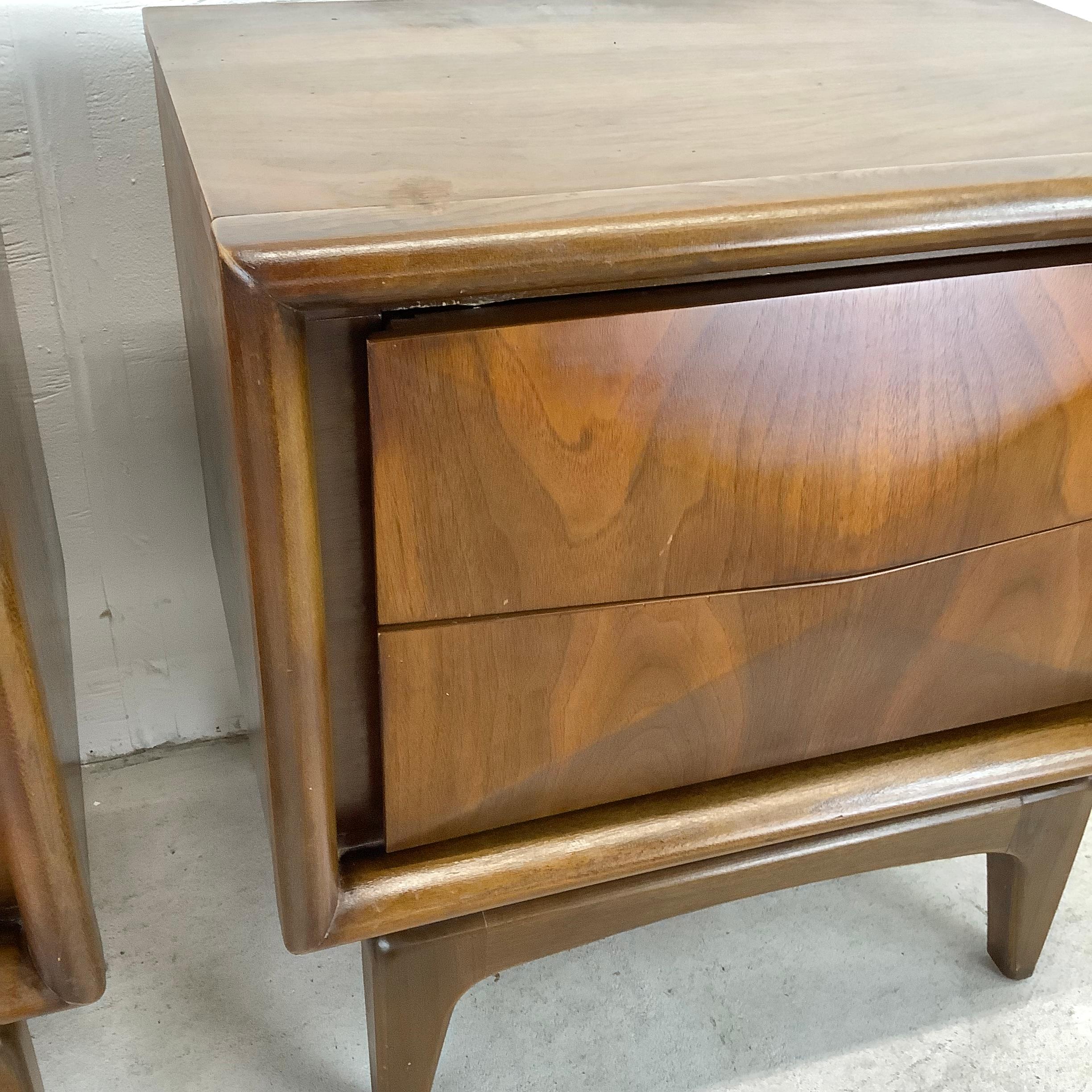 Mid-Century Diamond Front Nightstands by United Furniture 6