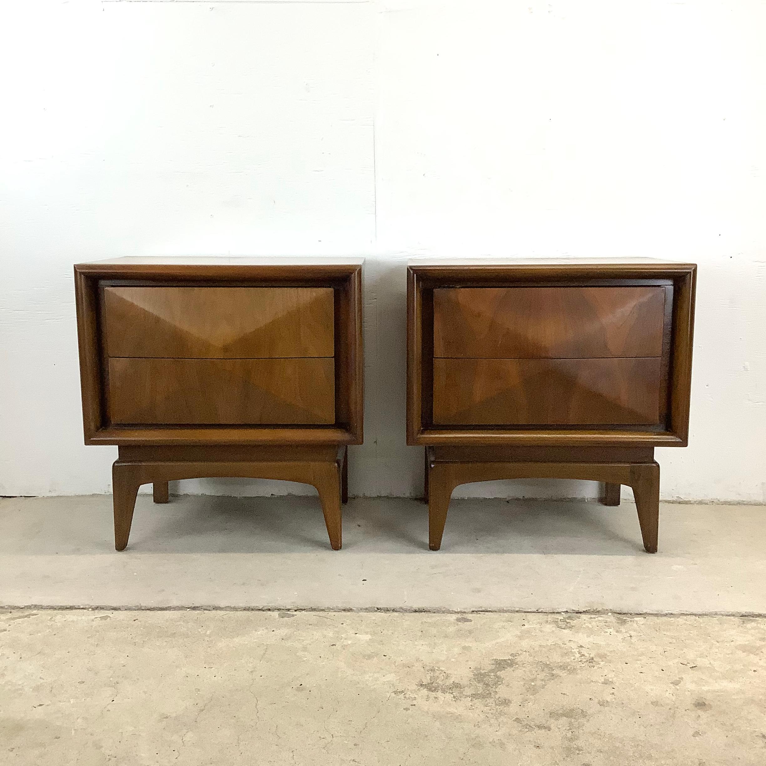 Mid-Century Modern Mid-Century Diamond Front Nightstands by United Furniture