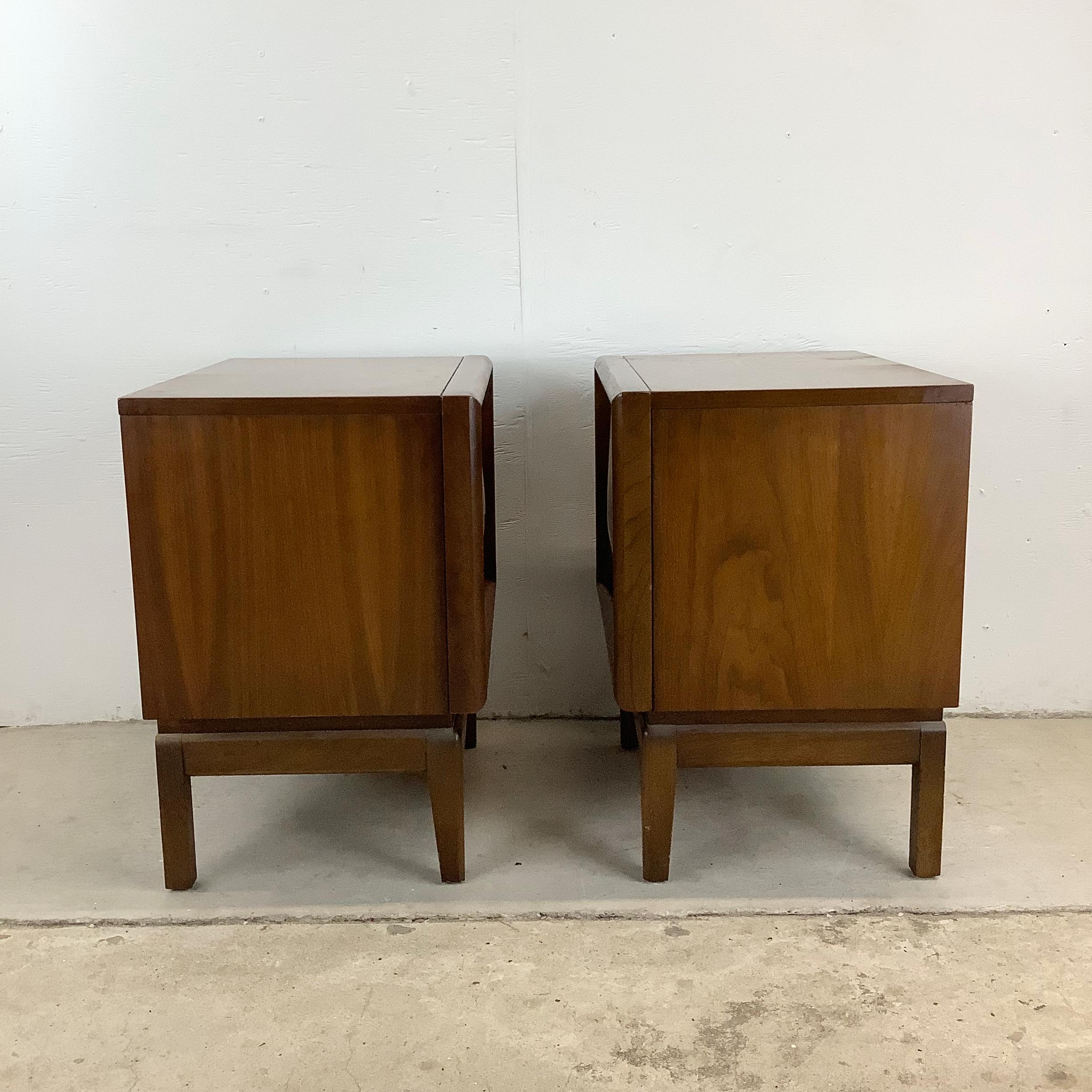 20th Century Mid-Century Diamond Front Nightstands by United Furniture