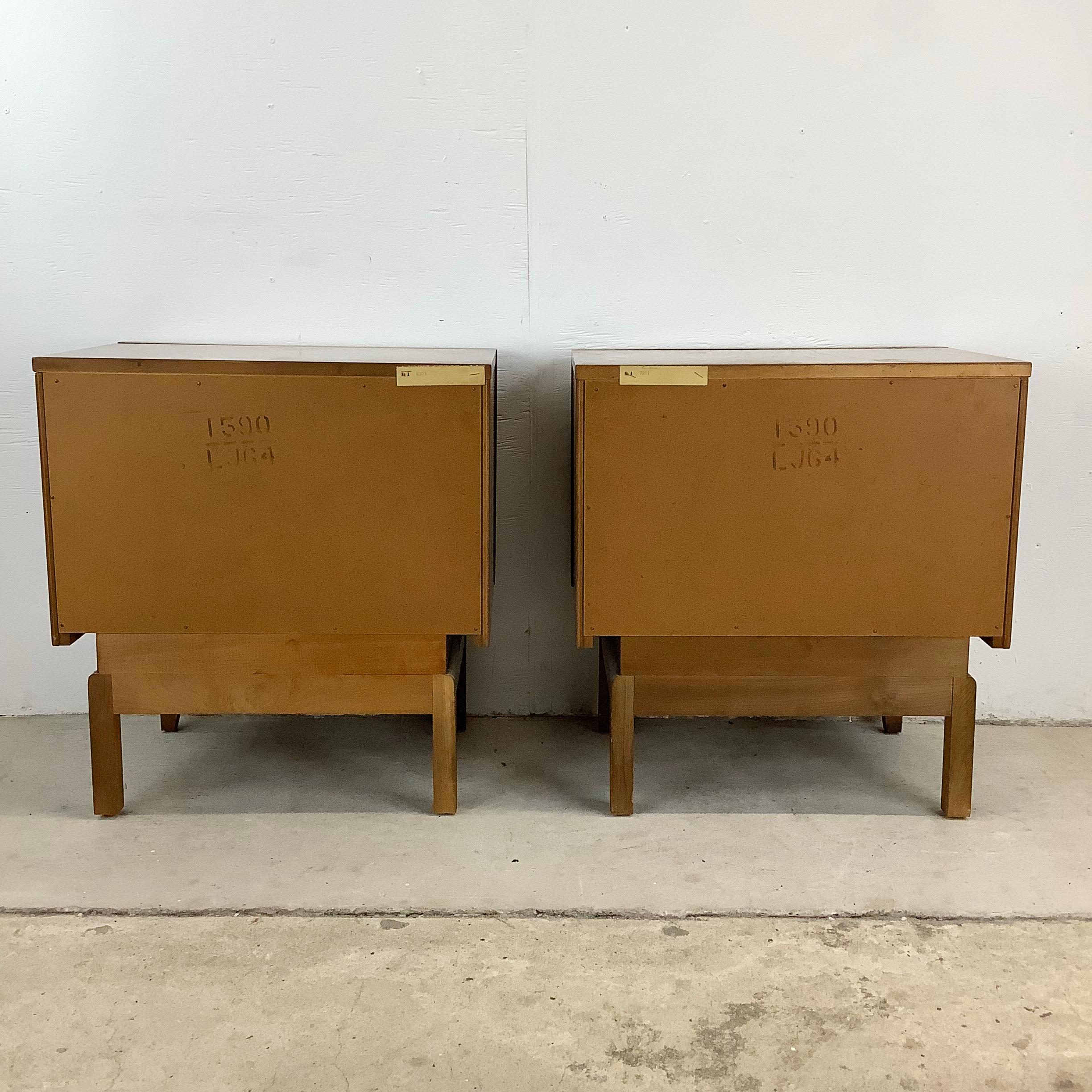 Wood Mid-Century Diamond Front Nightstands by United Furniture