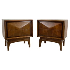 Mid-Century Diamond Front Nightstands by United Furniture