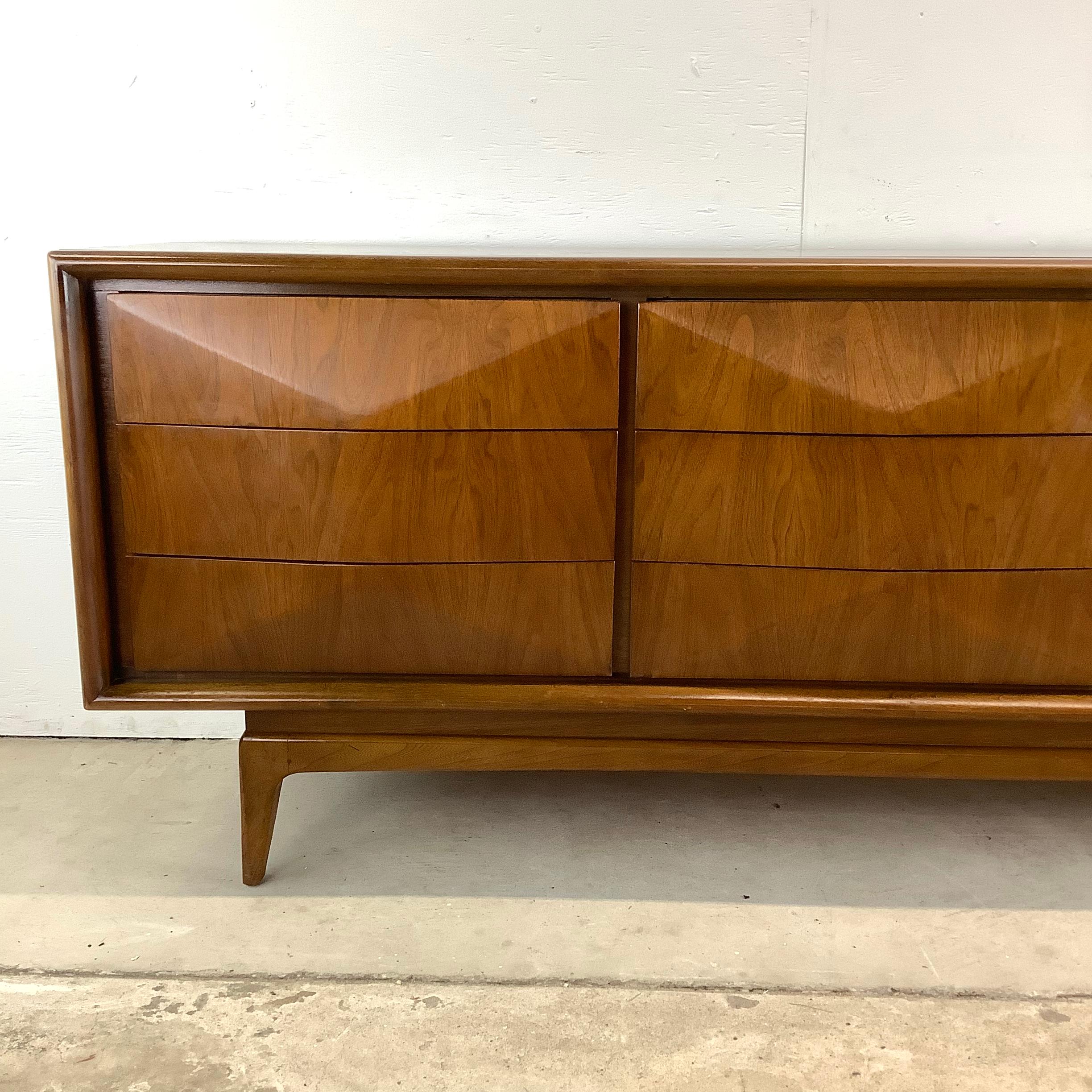 Mid-Century Modern Mid-Century Diamond Front Walnut Dresser by United