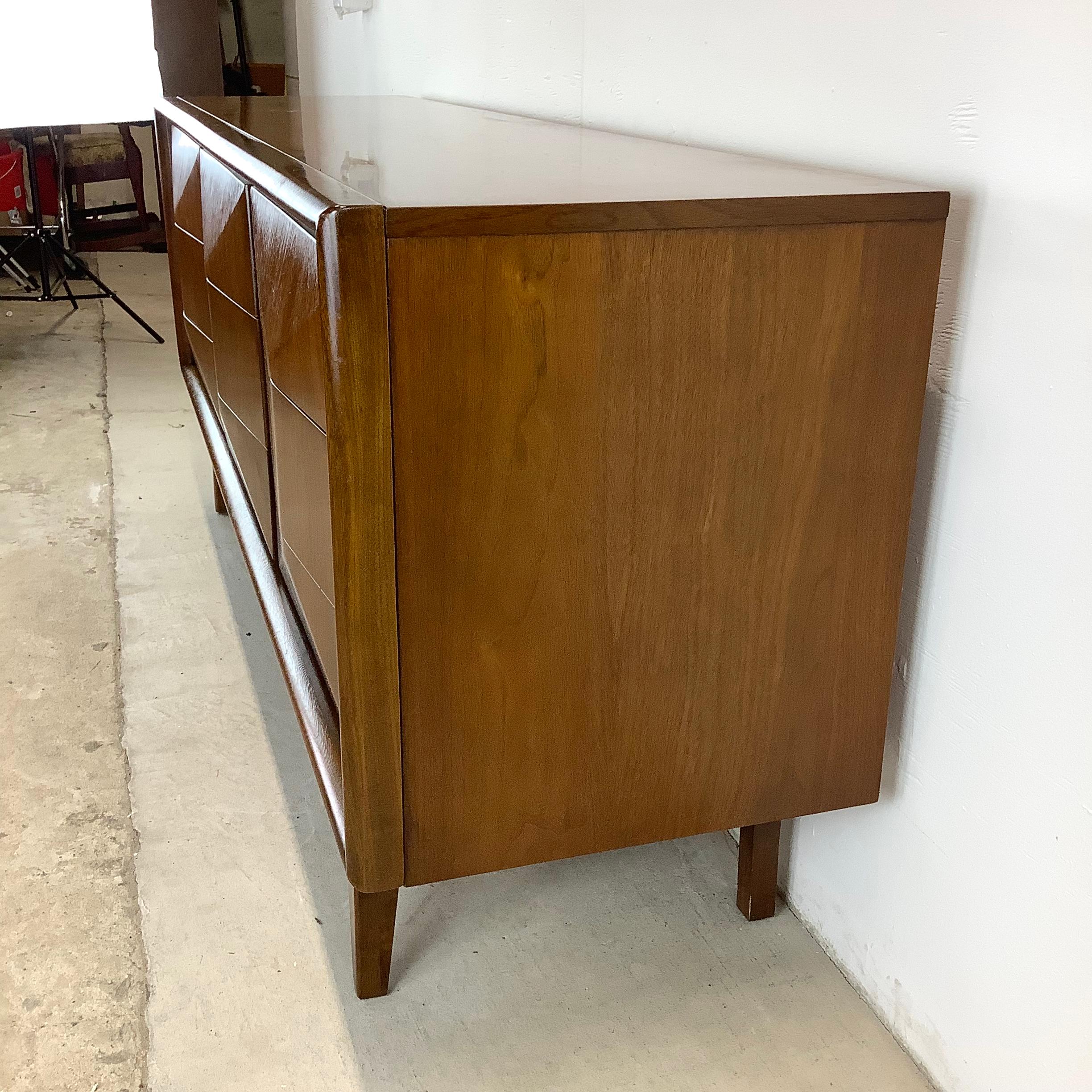 20th Century Mid-Century Diamond Front Walnut Dresser by United