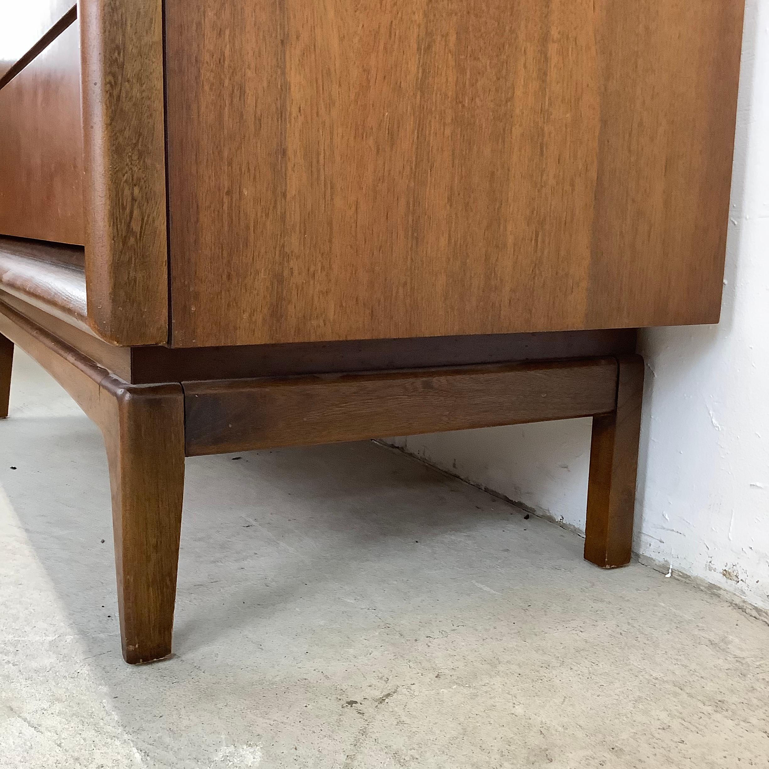Mid-Century Diamond Front Walnut Highboy by United Furniture 2