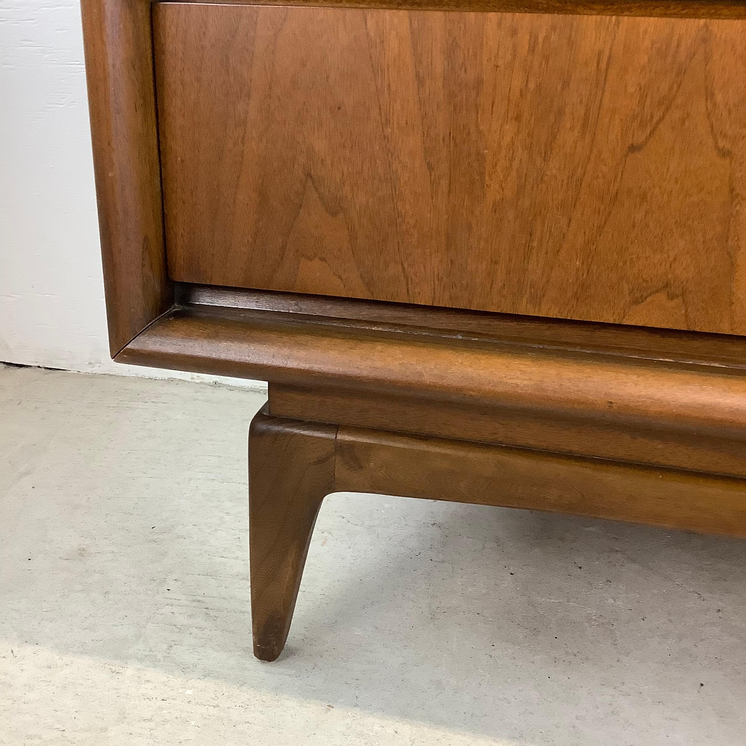 Mid-Century Diamond Front Walnut Highboy by United Furniture 3