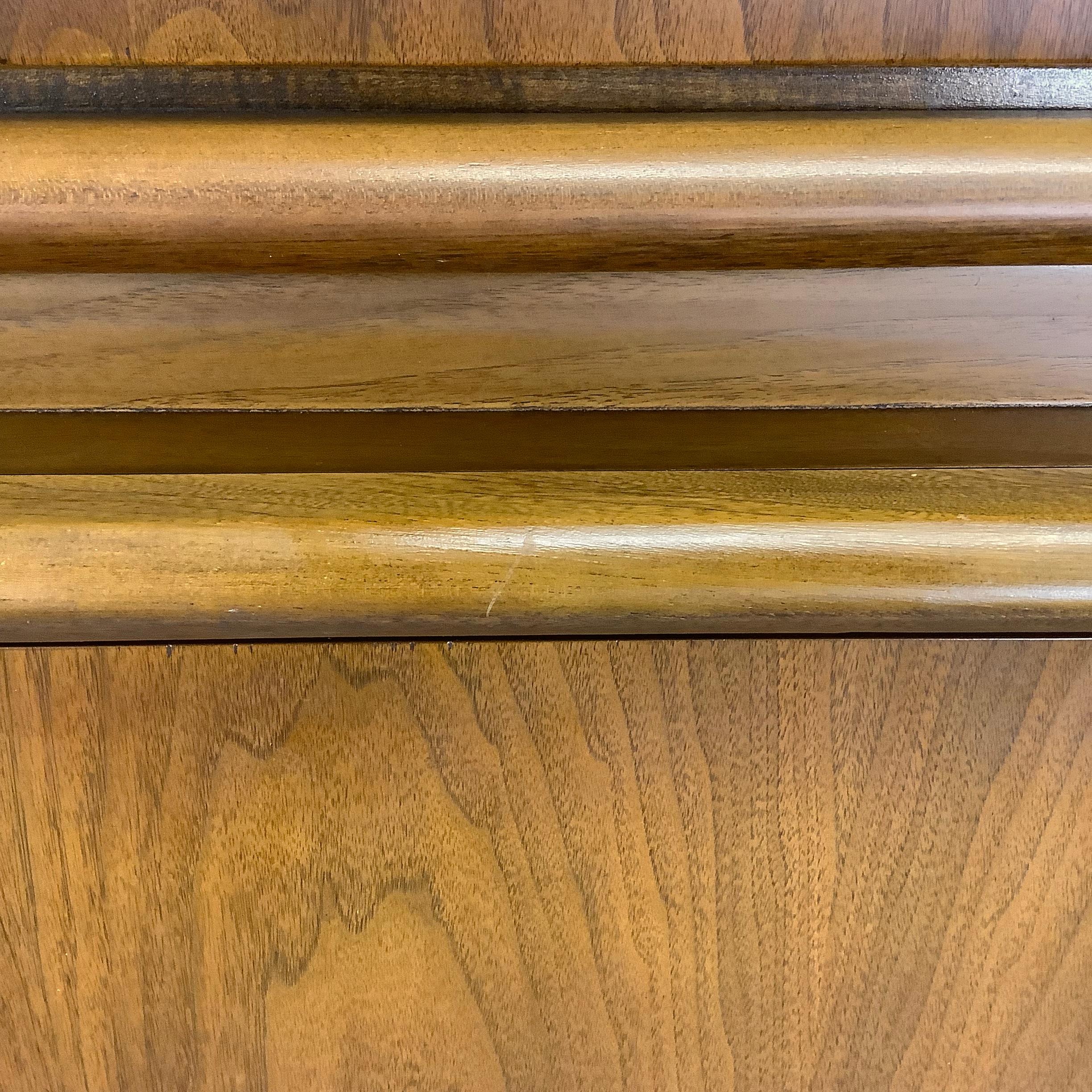 Mid-Century Diamond Front Walnut Highboy by United Furniture 5