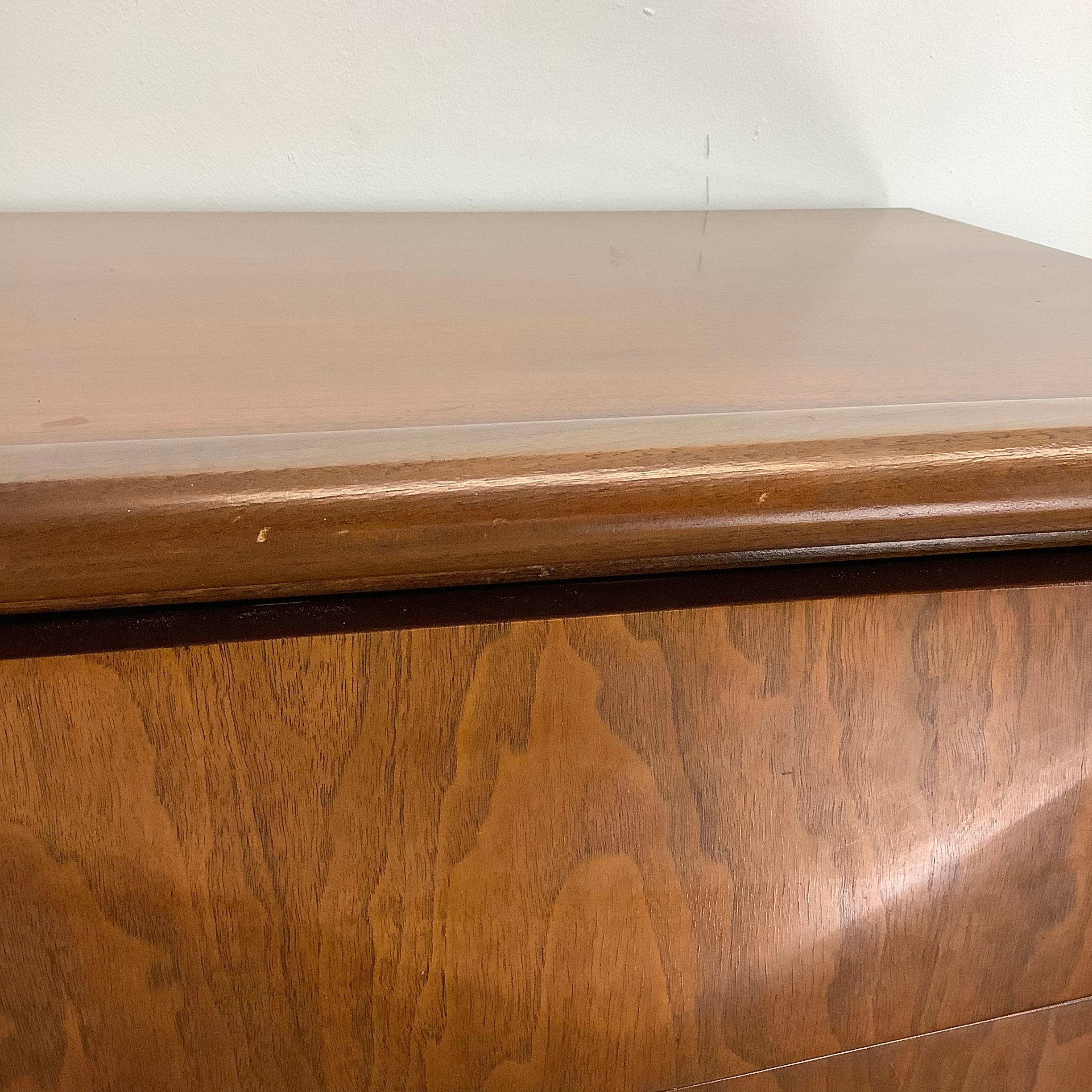 Mid-Century Diamond Front Walnut Highboy by United Furniture 8