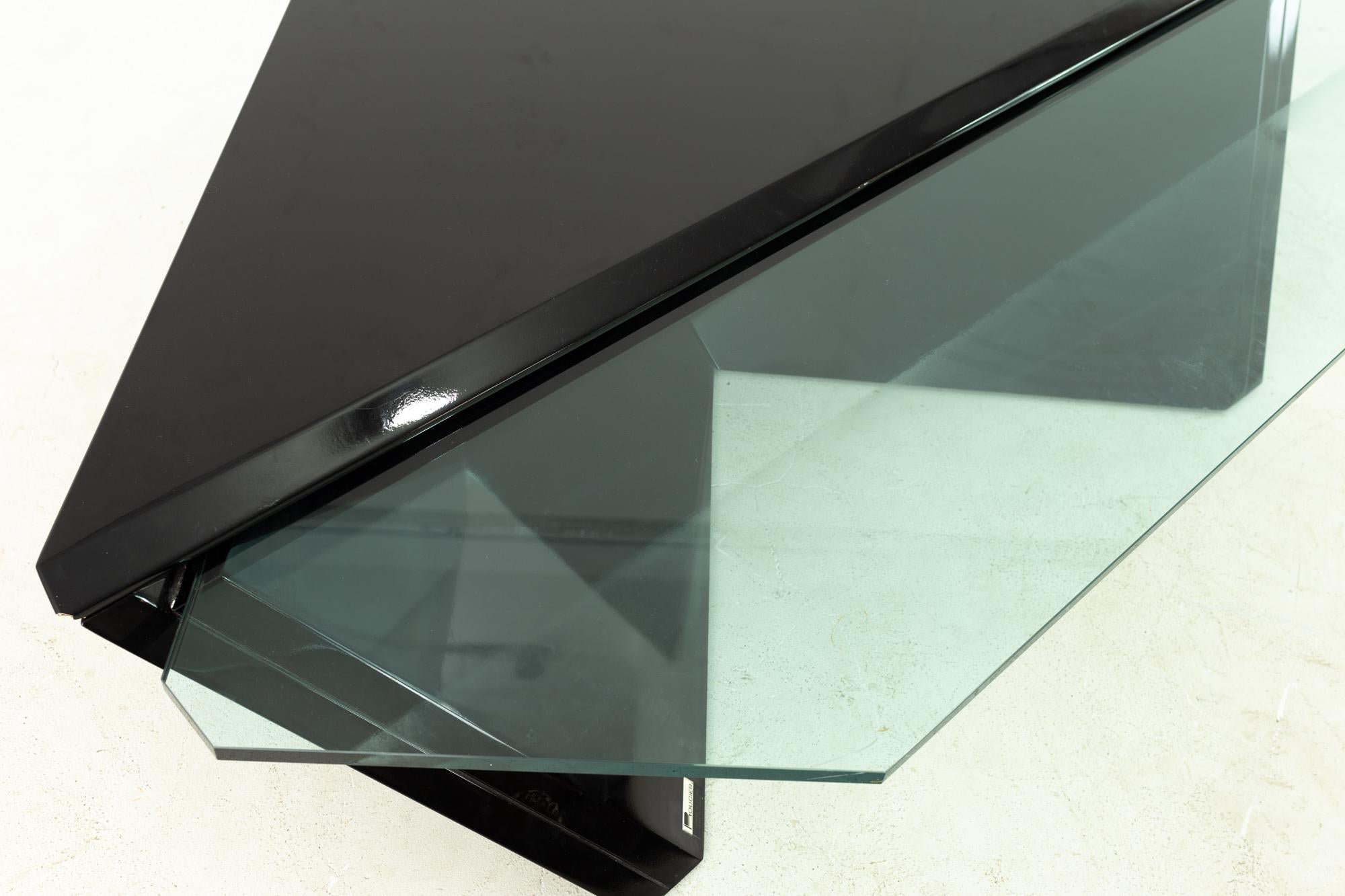 Mid Century Diamond Glass and Lacquer Coffee Table by Roger Rougier In Good Condition In Countryside, IL