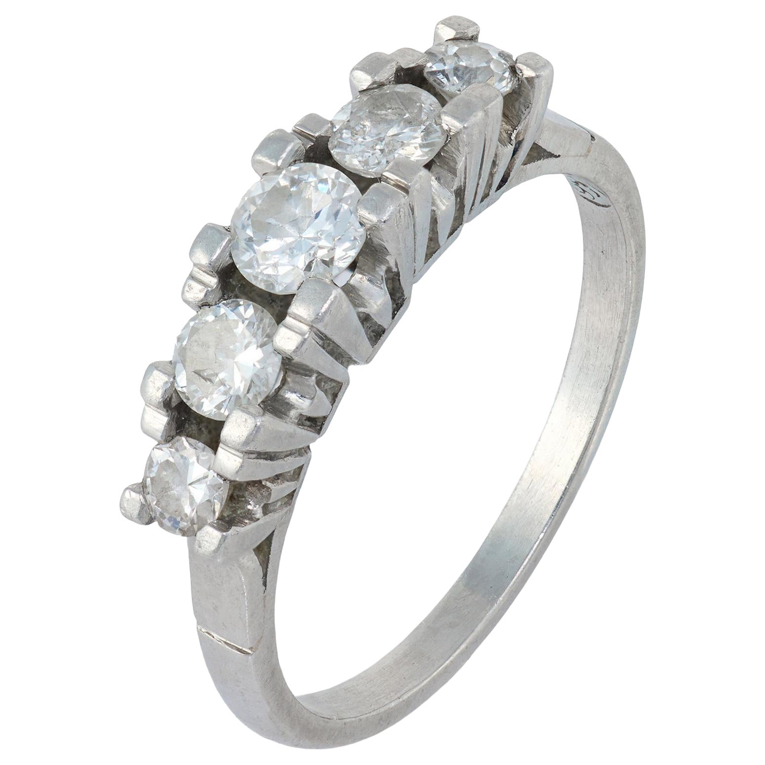 Mid-Century diamond platinum band For Sale