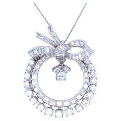 Retro Mid-Century Diamond Platinum Circular Pendant