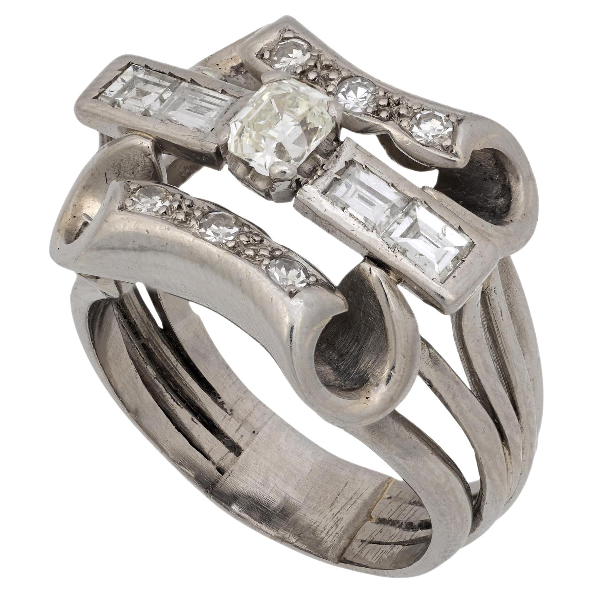 Mid Century Diamant-Platin-Cocktailring