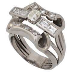 Mid Century diamond platinum cocktail ring